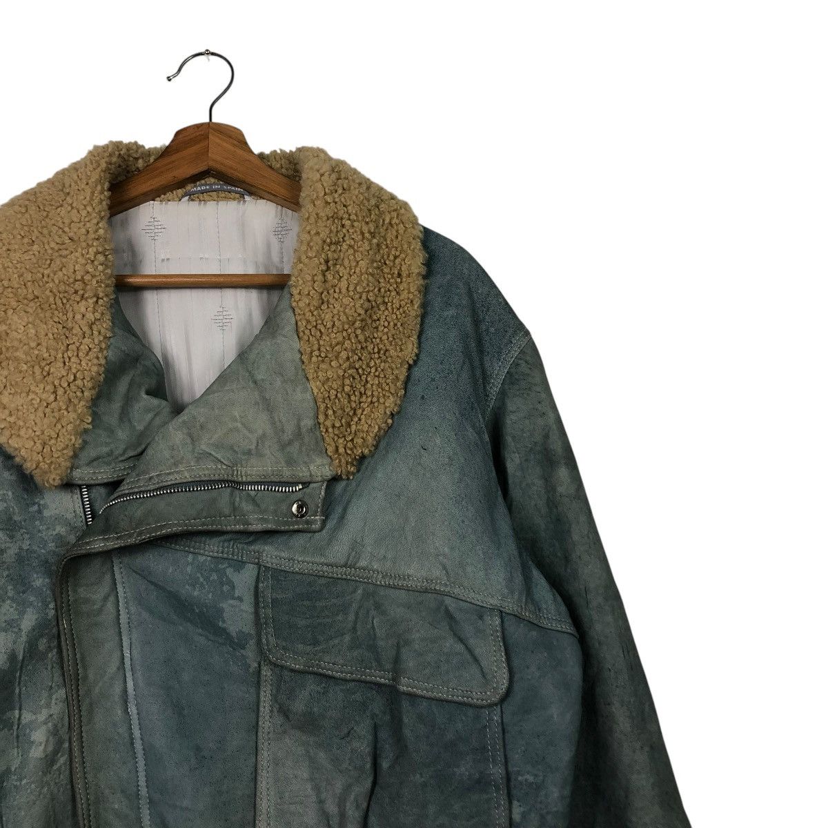 Vintage 🔥VINTAGE LEATHER JACKET DOUBLE COLLAR SHERPA GEROME SPAIN Size US M / EU 48-50 / 2 - 6 Thumbnail