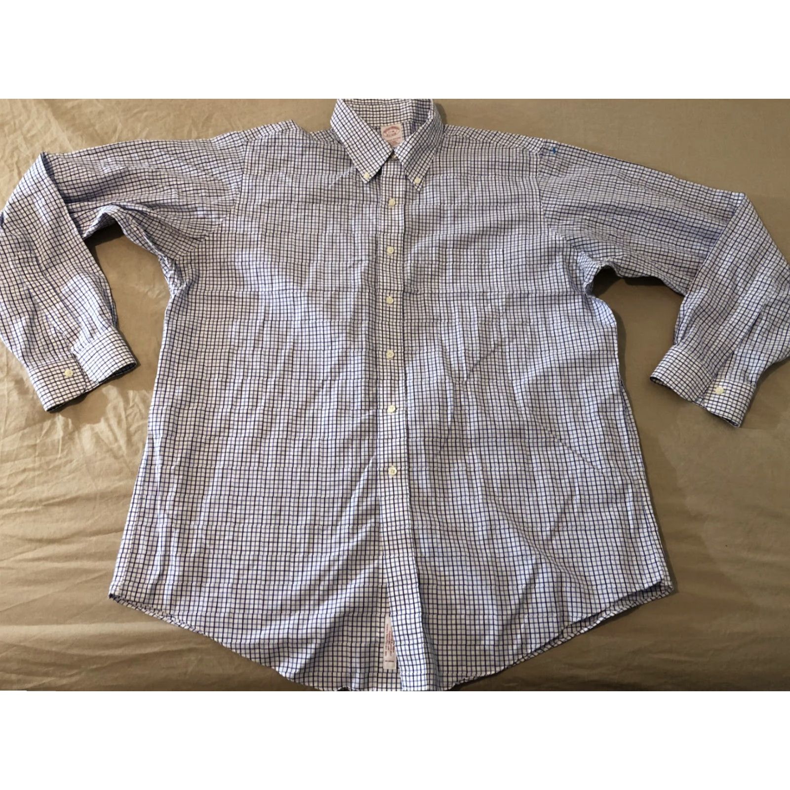 Brooks Brothers Brooks Brothers Dress Shirt Mens 17 36 White Blue Cotton Button Size 46R - 2 Thumbnail