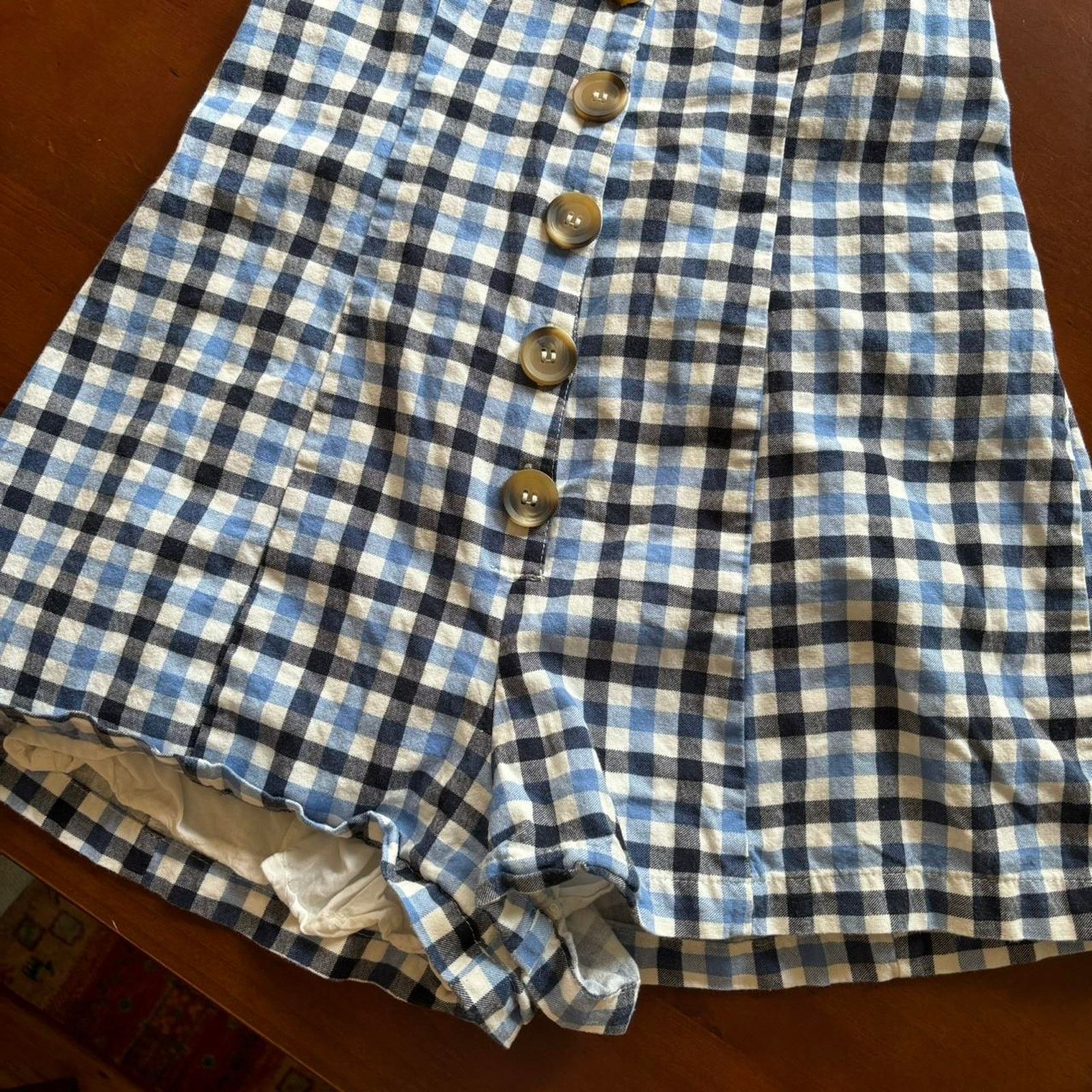 Urban Outfitters Urban Outfitters Blue Plaid Picnic Halter Romper XS Cotton Size 24" / US 00 / IT 34 - 5 Thumbnail