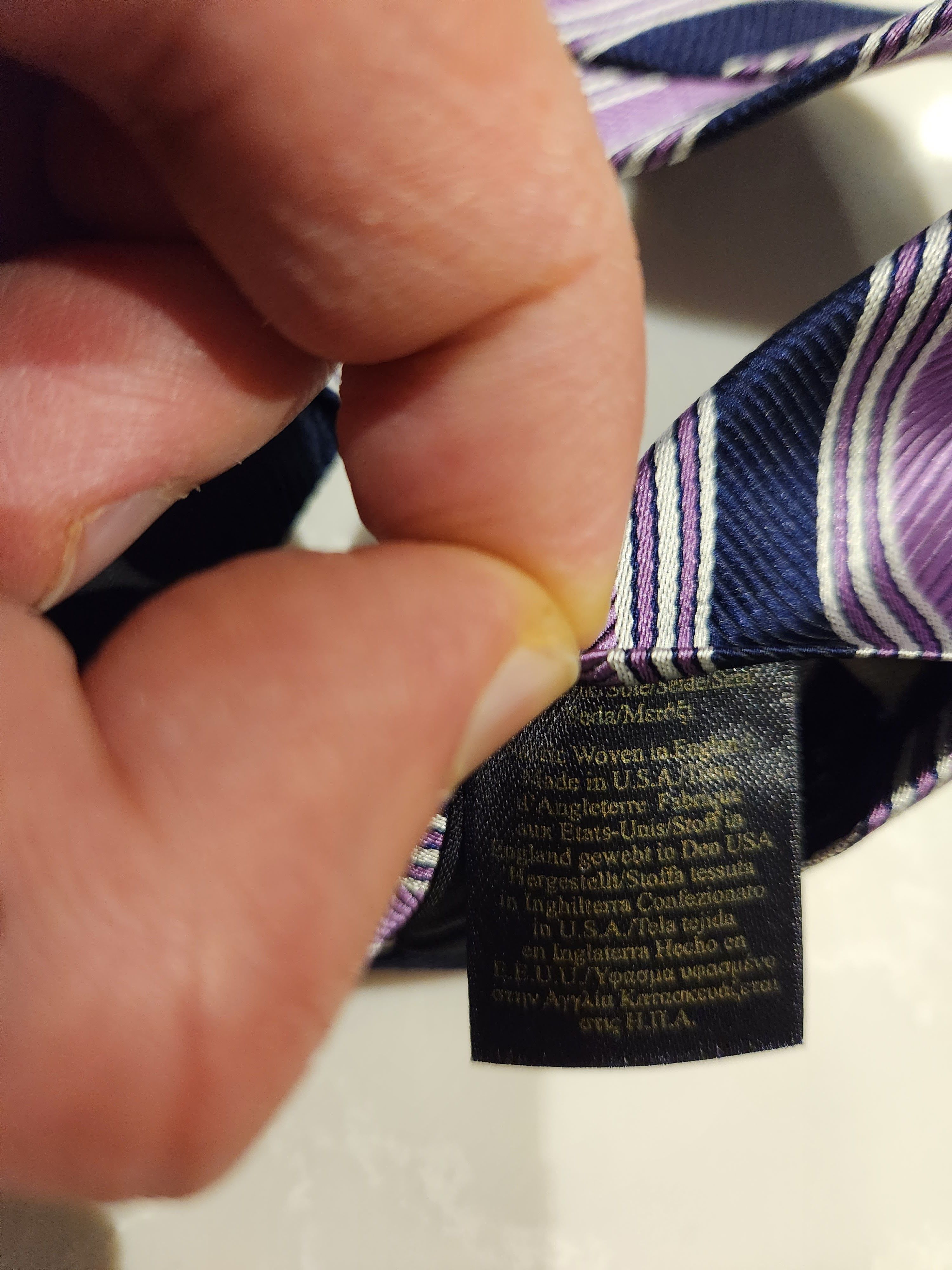 Brooks Brothers Blue Purple Silver Striped 100% Silk Tie Size ONE SIZE - 5 Thumbnail