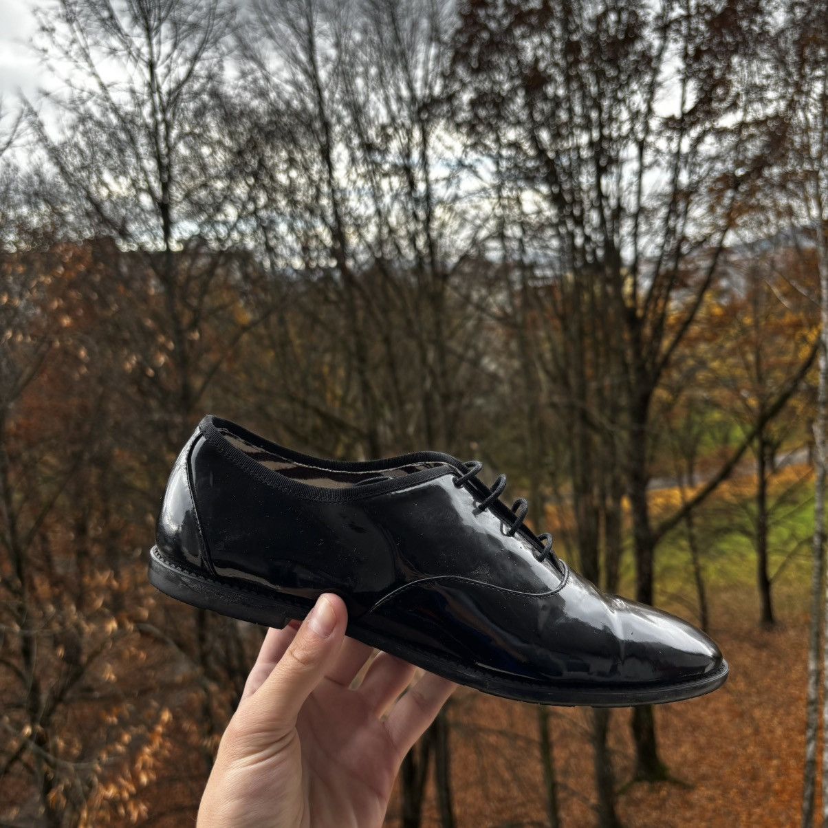 Salvatore Ferragamo Salvatore Ferragamo Men's Magic Patent Leather Oxford Black Size US 8 / EU 41 - 1 Thumbnail