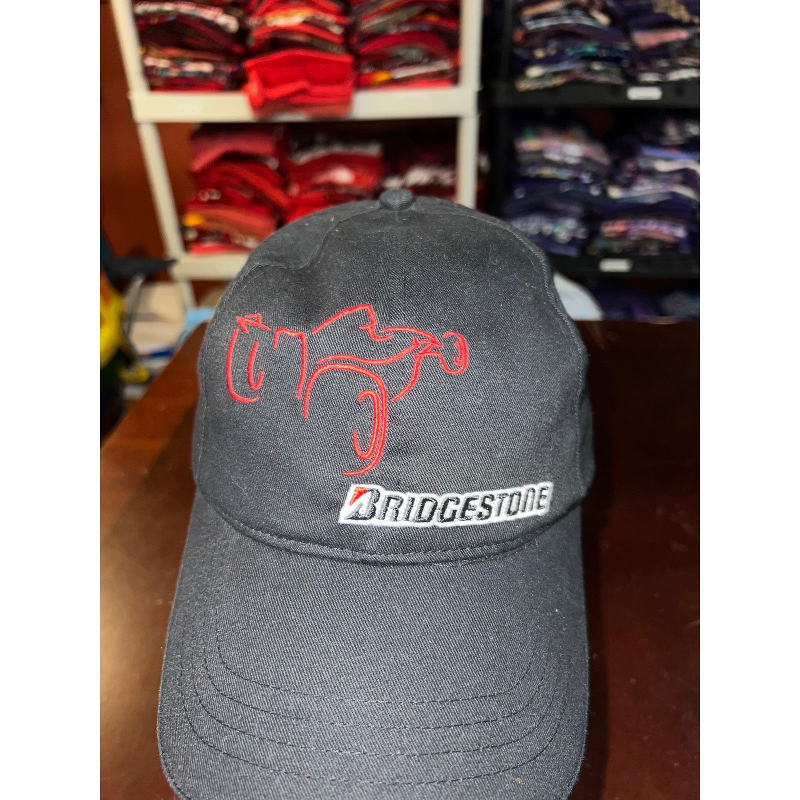 Vintage Vintage Bridgestone Hat Black Red Racing Race Car Cap OS Size ONE SIZE - 2 Thumbnail