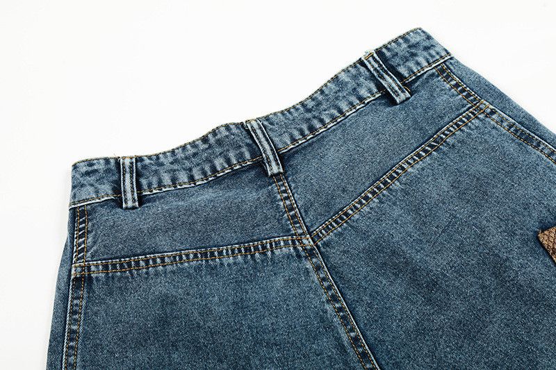 Vintage American Retro Leopard-Print Patchwork Curved-Leg Jeans Size US 32 / EU 48 - 6 Thumbnail