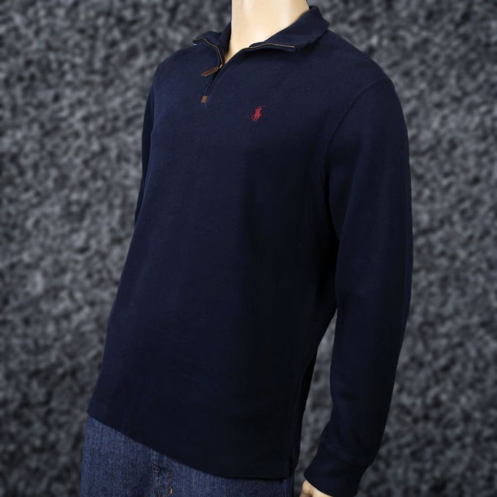 Polo Ralph Lauren Polo Ralph Lauren Navy Blue 1/2 Half Zip Sweater Burgundy Pony NWT XXL Mens Blue Cotton Mock Neck Pony Embroidered 1/2 Zip NWT Size US XXL / EU 58 / 5 - 1 Preview