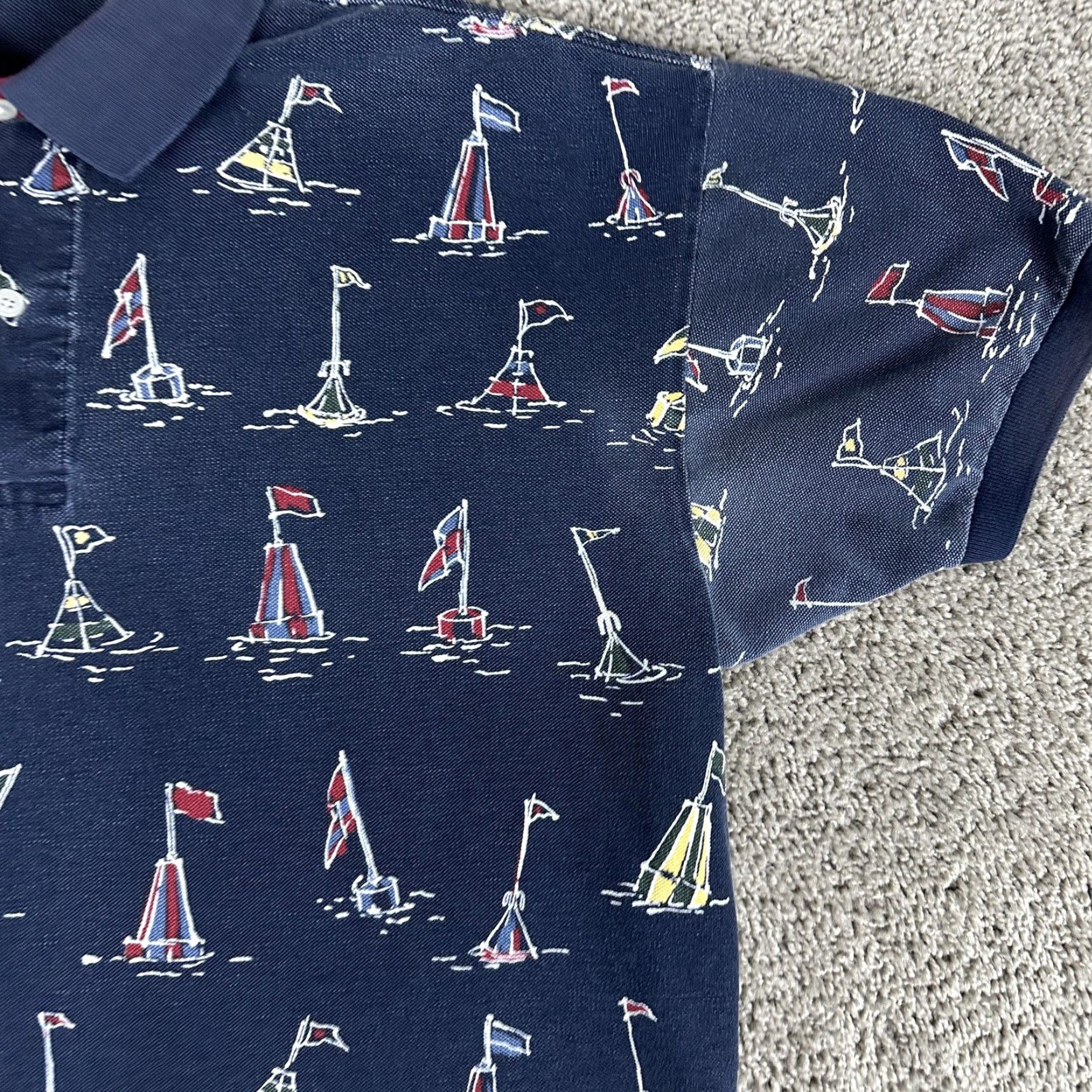 Nautica VINTAGE Nautica Polo Shirt Mens Large Sailboat Print Short Sleeve 90s Hong Kong Navy Collar 100% Cotton Graphic Print Passes Size US L / EU 52-54 / 3 - 4 Thumbnail