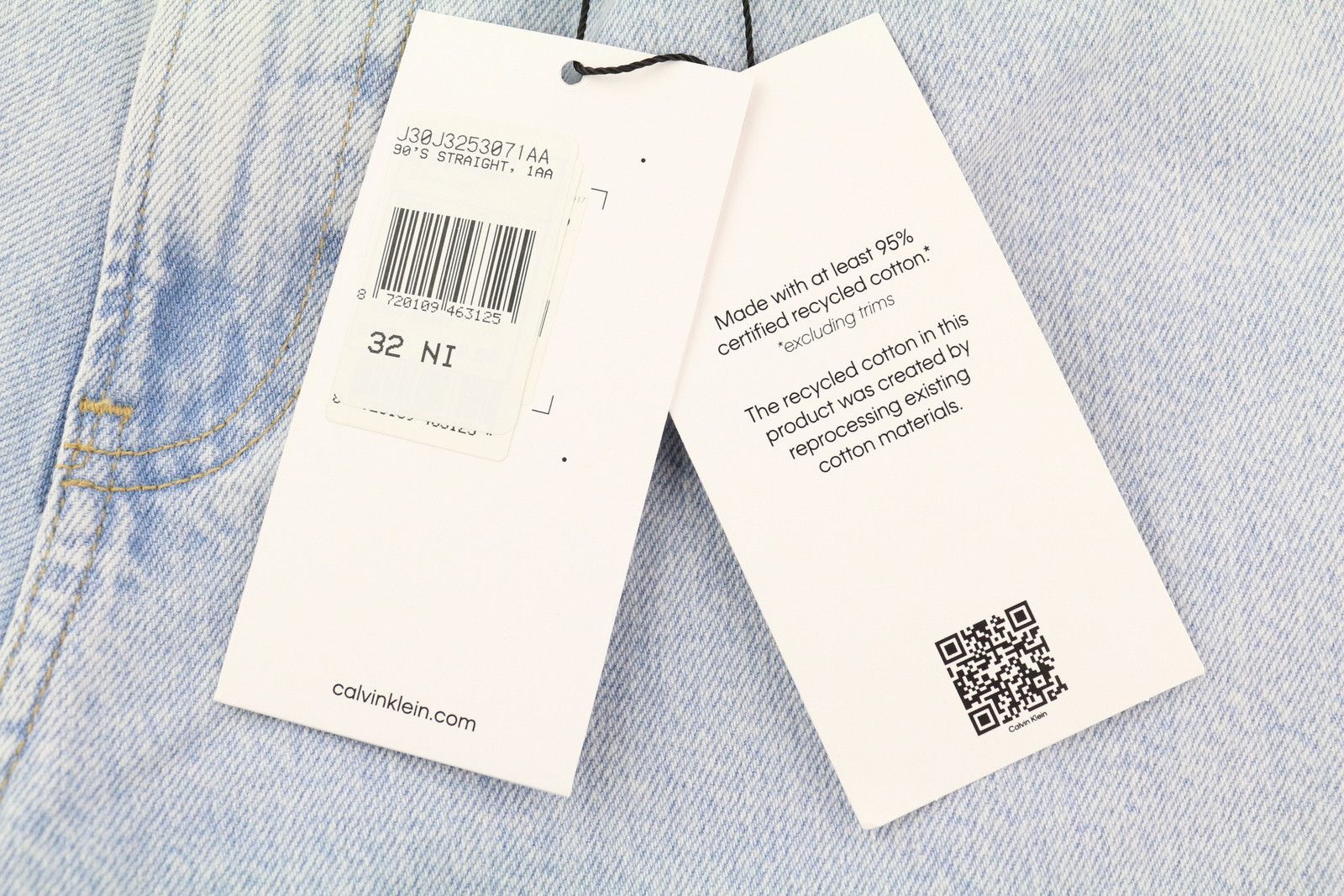 Calvin Klein 90S STRAIGHT W32 Light Blue Washed Zip Fly Denim 85299 Size US 32 / EU 48 - 7 Thumbnail