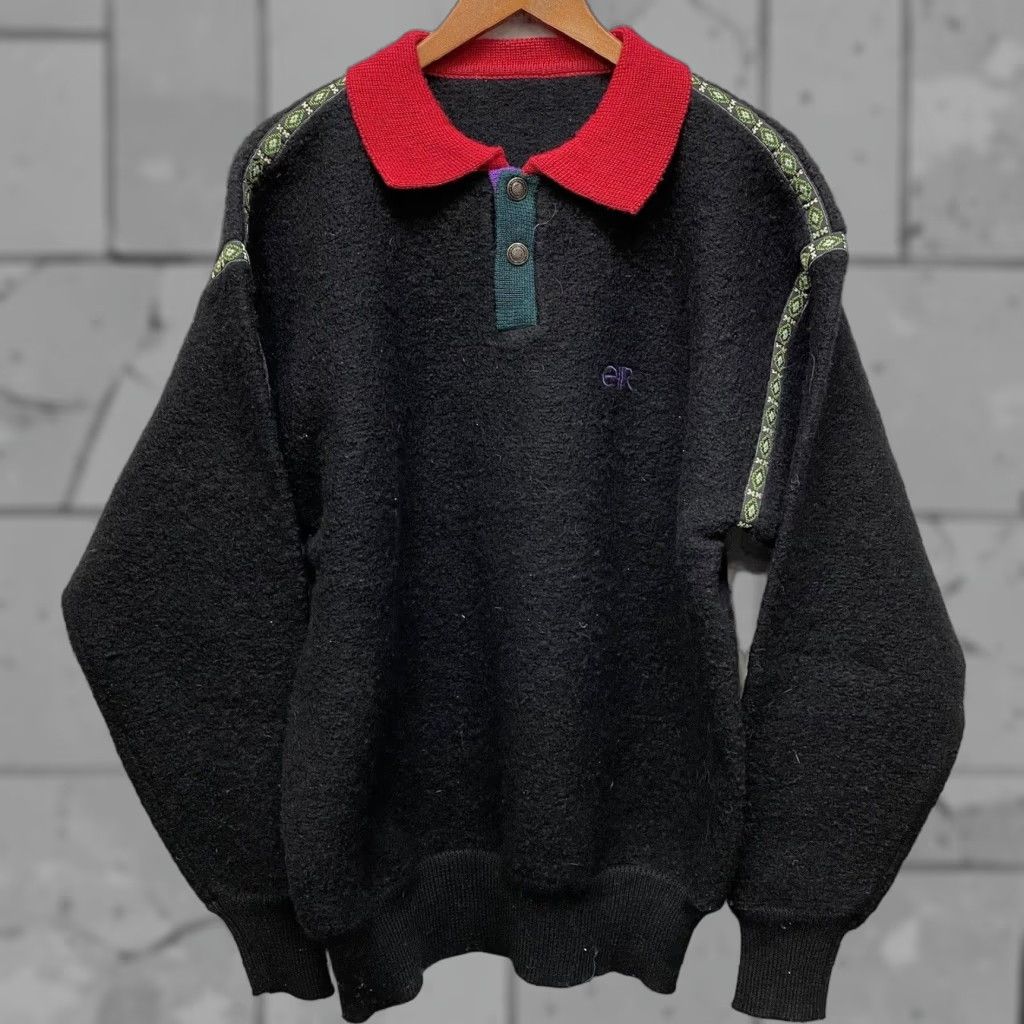 Vintage VINTAGE EIR Wool Ski Polo Pullover Sweater Mens XL Black Vintage Skiwear Theme 90s Mens Size US XL / EU 56 / 4 - 1 Thumbnail