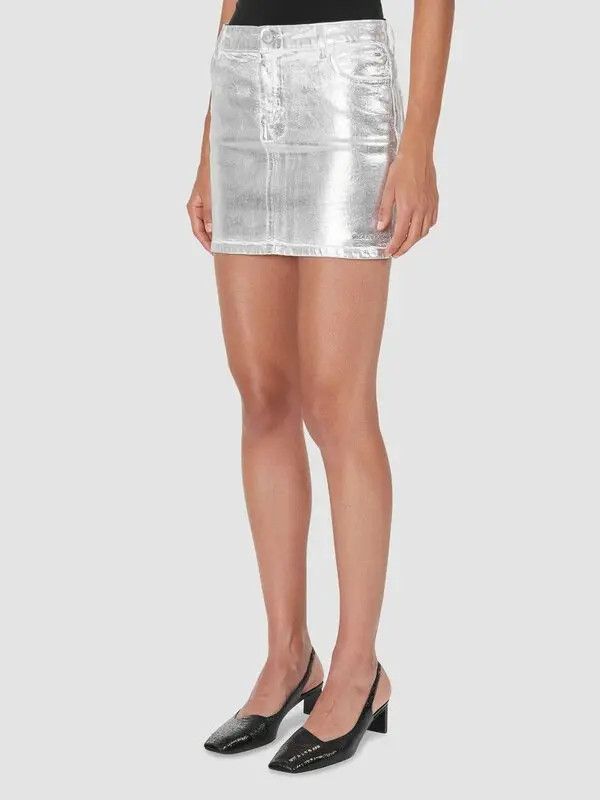 1017 ALYX 9SM o1mle0424 Foil Cotton Denim Mini Skirt in Silver Size 25" / US 0 / IT 36 - 3 Thumbnail