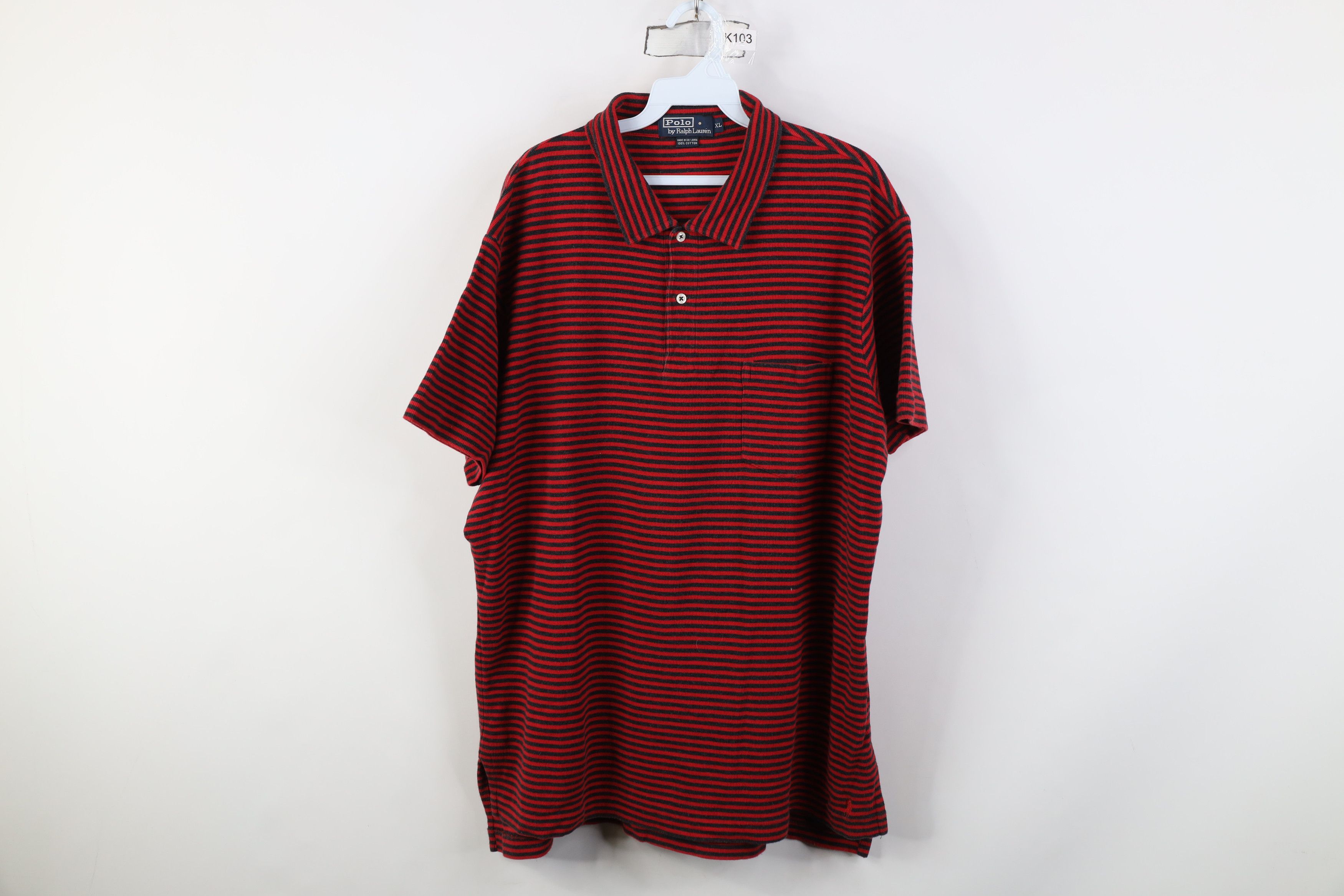 Ralph Lauren Vintage 90s Ralph Lauren Waffle Knit Golf Polo Shirt Red Size US XL / EU 56 / 4 - 1 Thumbnail