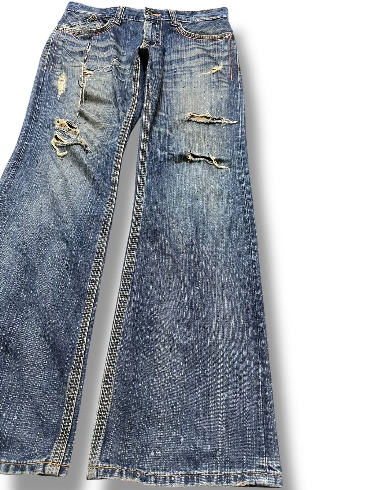 Edwin Vintage Edwin XV-S Flare Ripped Distressed Denim Size US 33 - 4 Thumbnail