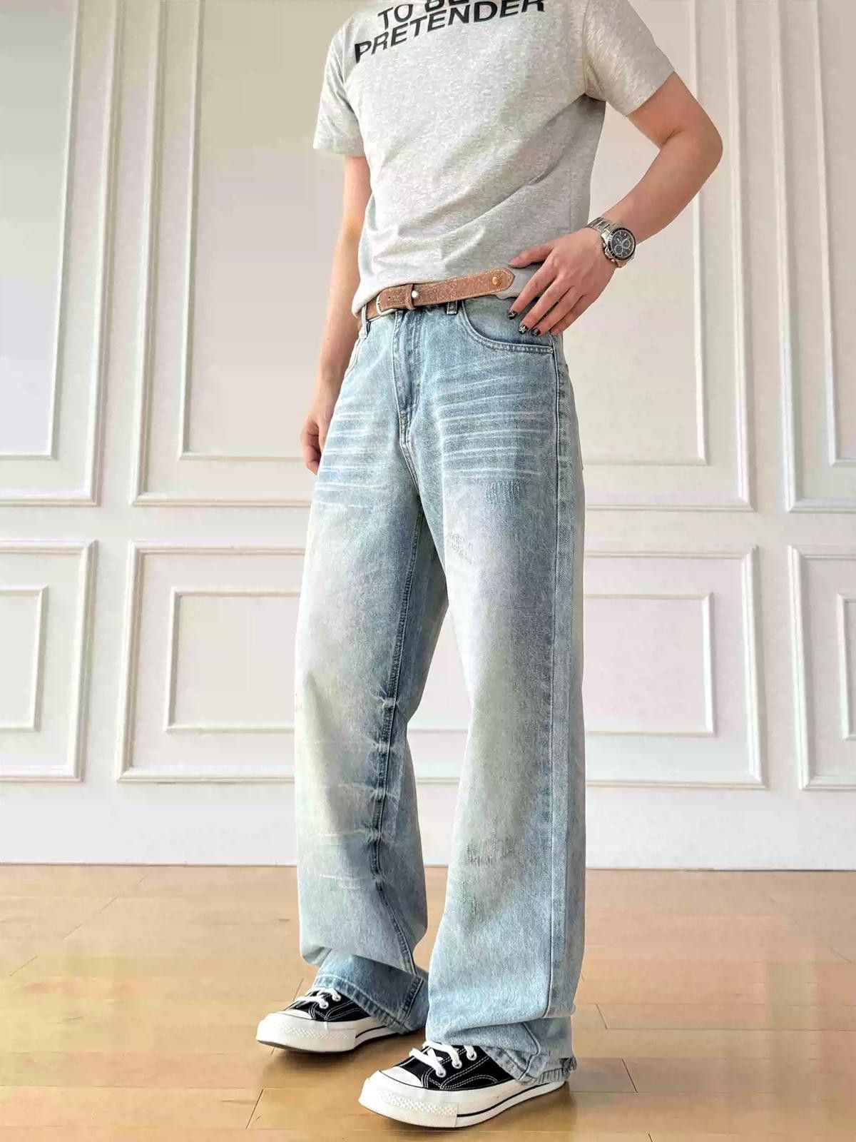 Vintage Whiskered Wide Leg Jeans Size US 32 / EU 48 - 3 Thumbnail