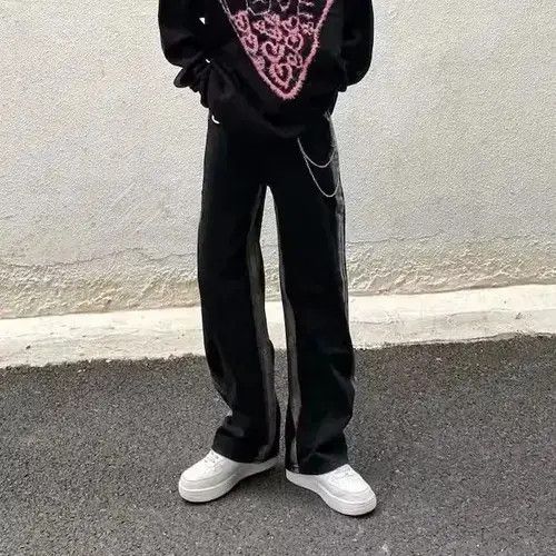 Other Striped Black Denim Jeans Size US 32 / EU 48 - 1 Thumbnail