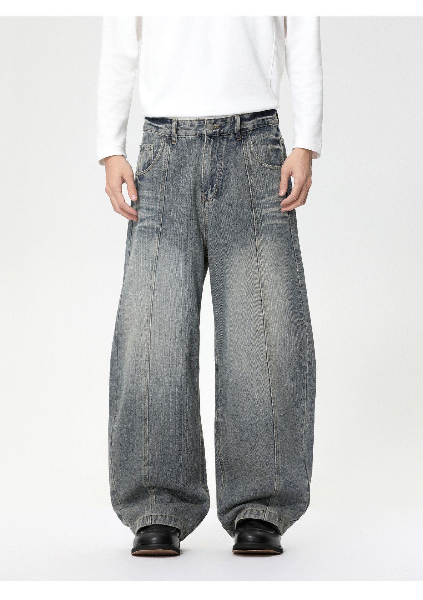 Vintage Washed wide-leg distressed versatile washed scimitar jeans Size US 32 / EU 48 - 1 Thumbnail