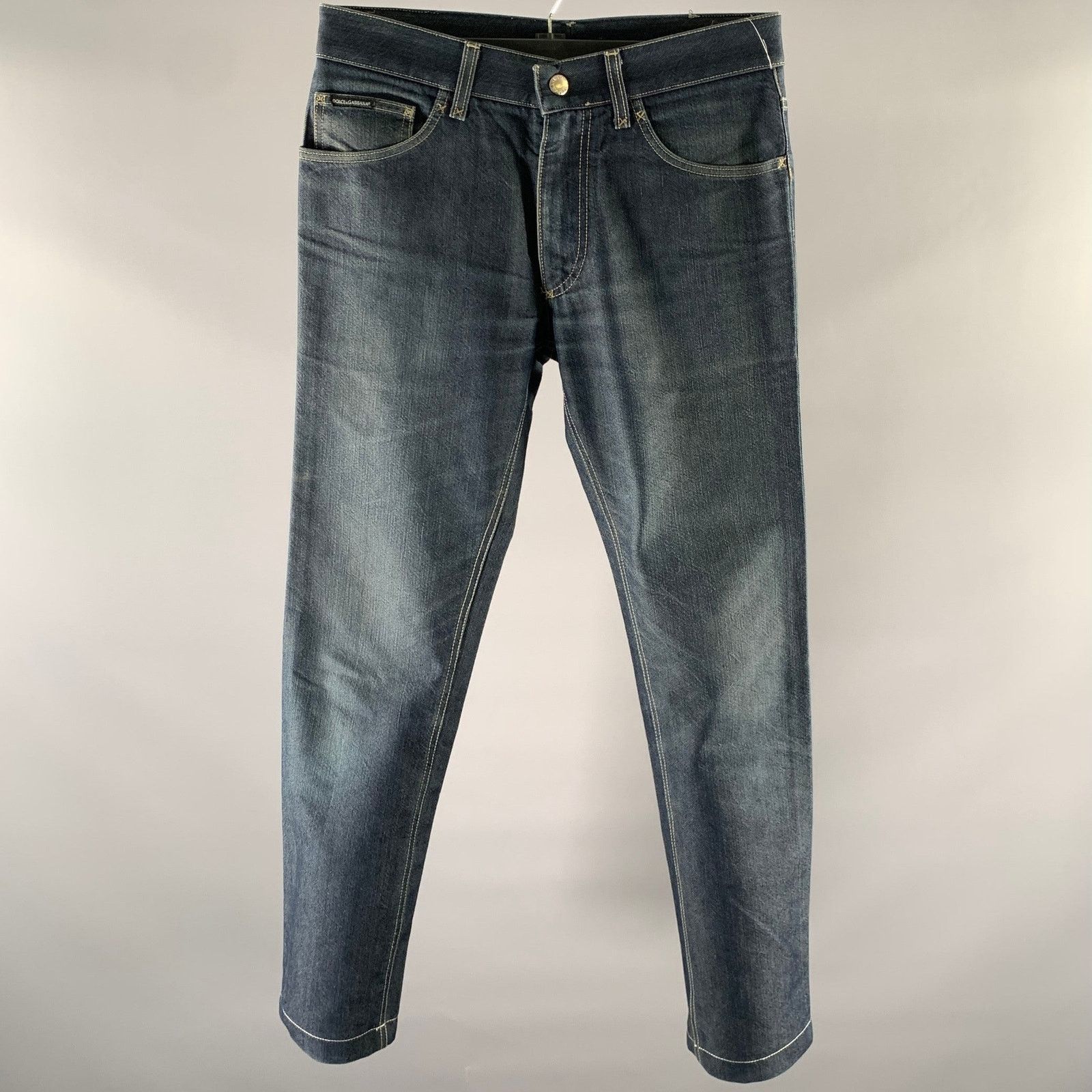 Dolce & Gabbana DOLCE & GABBANA Size 30 Navy Indigo Denim Slim Jeans Size US 30 / EU 46 - 1 Thumbnail