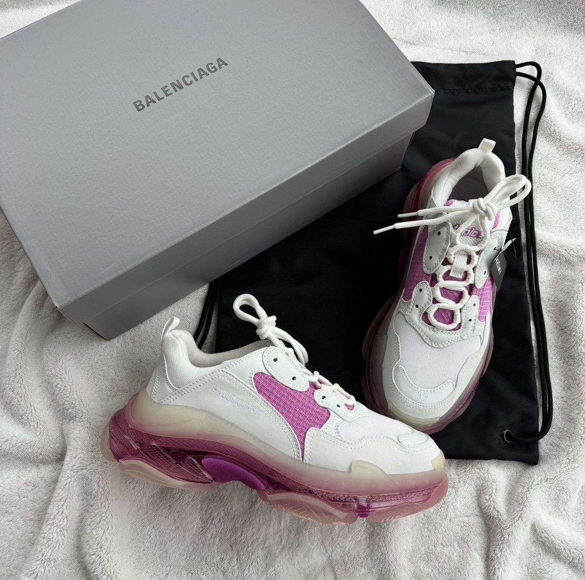 Balenciaga Balenciaga Triple S Pink/White Sneakers Size US 9 / EU 42 - 1 Thumbnail