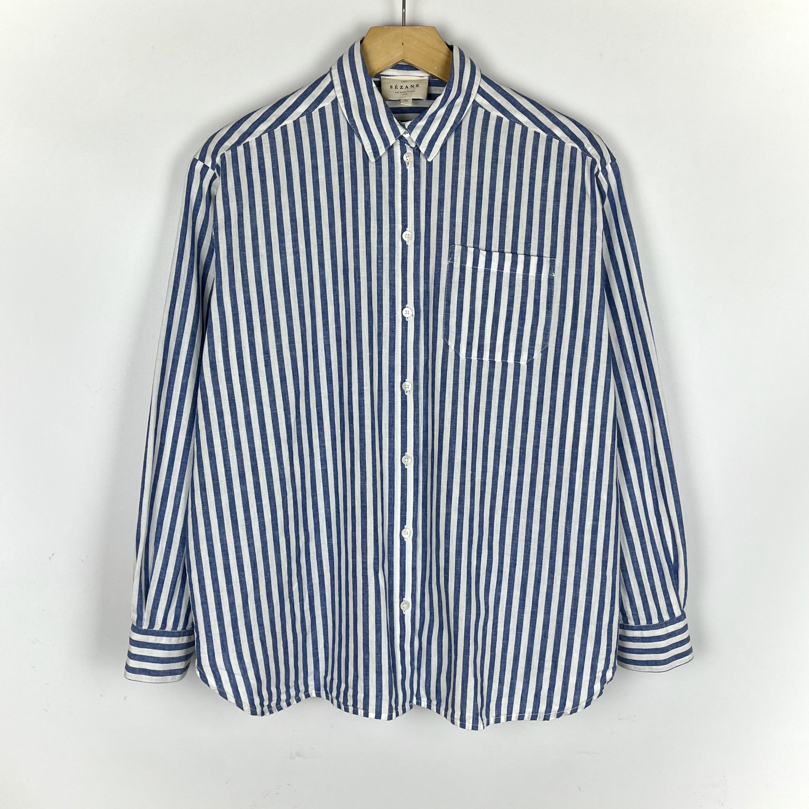 Sezane Ladies Sezane Button Up Stripped Blue Max Shirt Size XXS / US 00 / IT 34 - 1 Thumbnail
