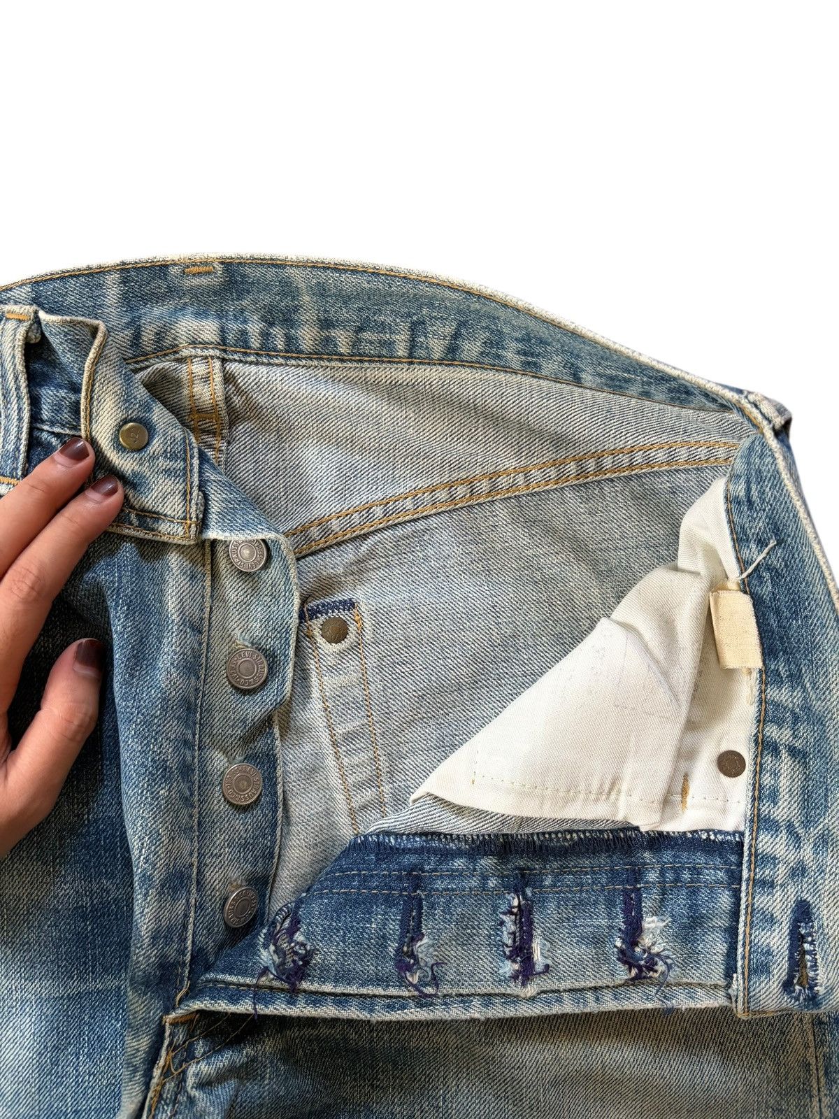 Levi's Vintage 90s Levis 503B Big E Selvedge Mud Wash Distress Jean Size US 30 / EU 46 - 5 Thumbnail