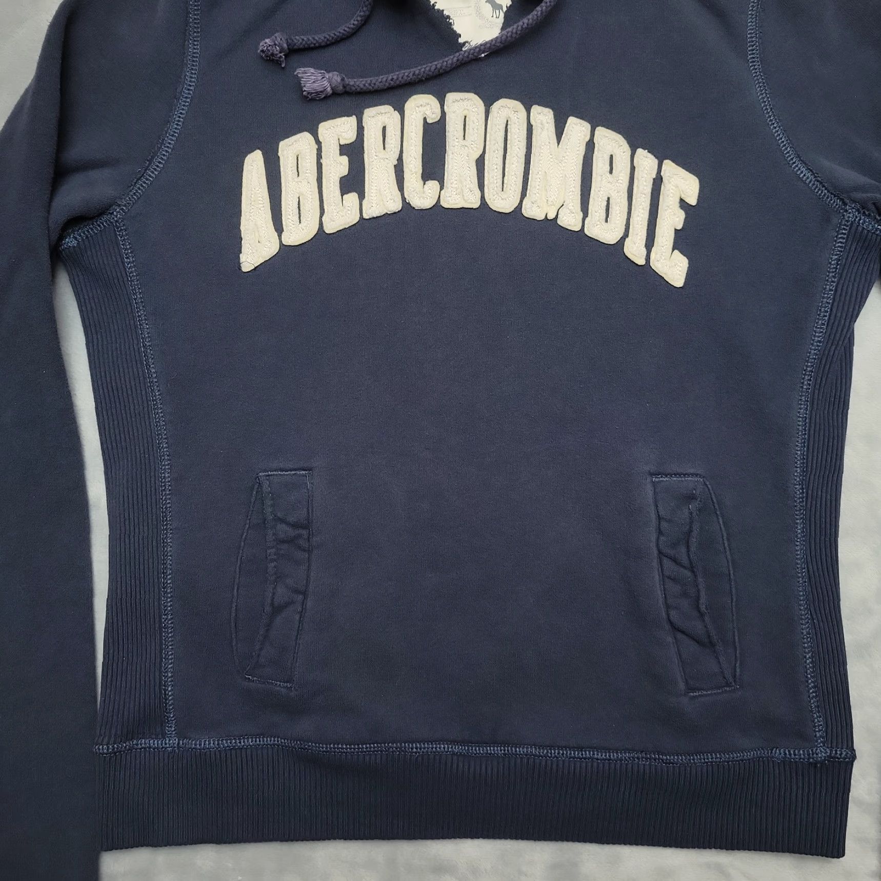 Abercrombie & Fitch VINTAGE Abercrombie & Fitch Hoodie Womens L Blue Cropped Hooded Sweatshirt Y2K Size L / US 10 / IT 46 - 2 Thumbnail