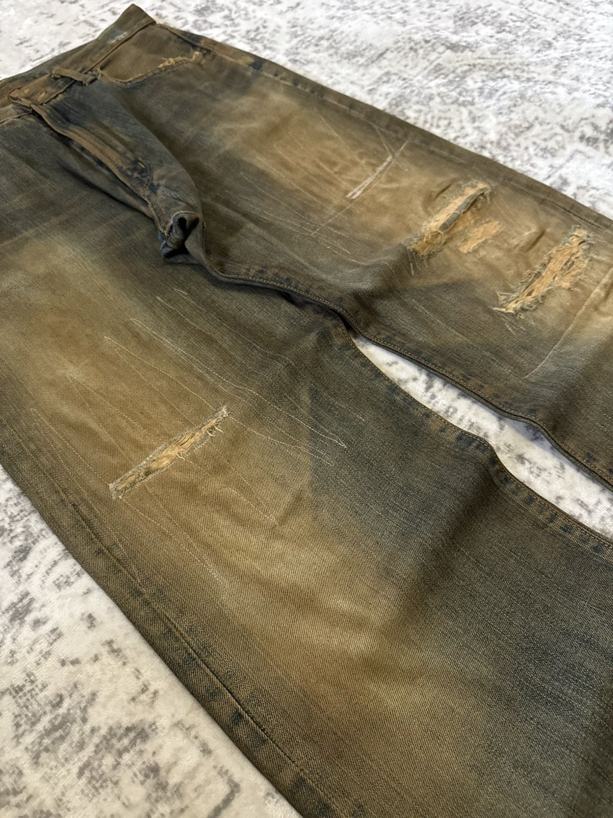 Edwin Vintage Edwin 505 Mud Wash Distressed Repaired Loose Jeans Size US 32 / EU 48 - 11 Thumbnail