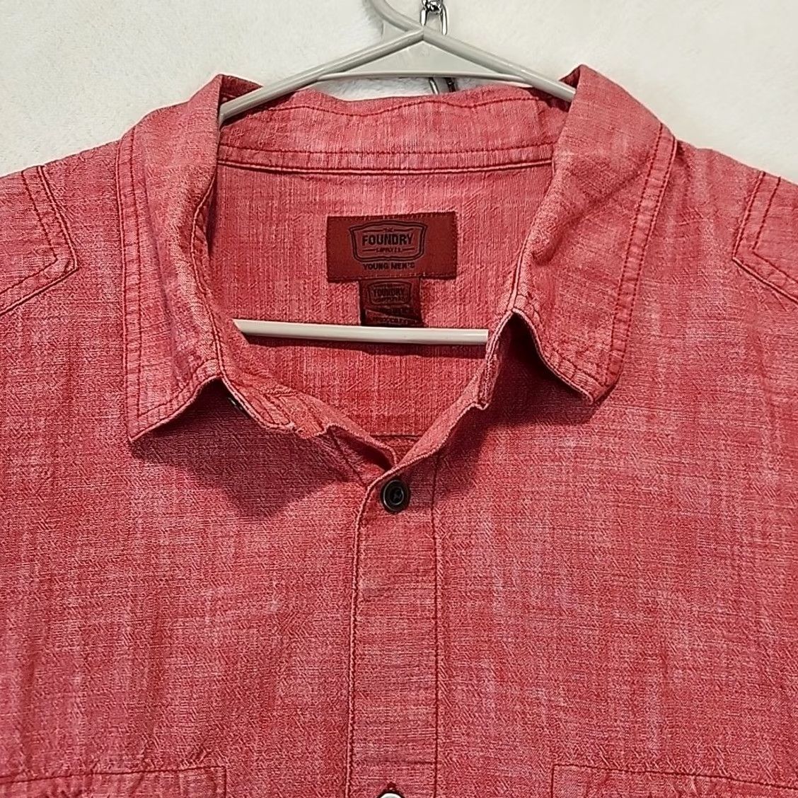 Vintage Foundry Men's 2XL Red Short Sleeve Button-Up Work Shirt Grunge Pocket Casual Shirt Size US XXL / EU 58 / 5 - 7 Thumbnail
