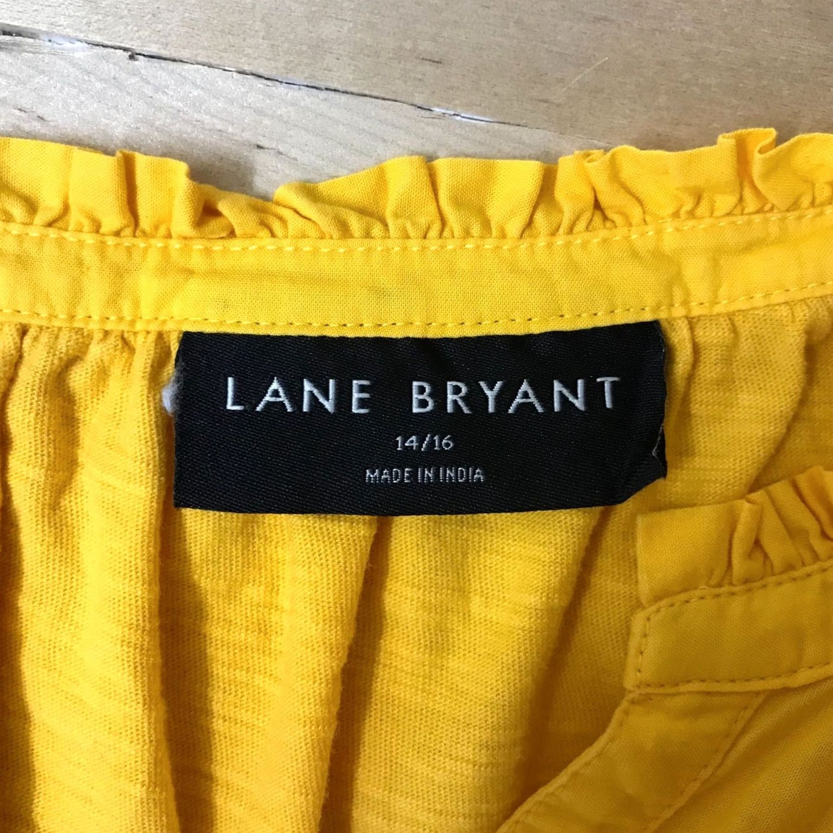 Vintage LANE BRYANT Yellow 100% Cotton V Neck Short Cap Sleeves Top Blouse Womens 14/16 Size XL / US 12-14 / IT 48-50 - 7 Thumbnail