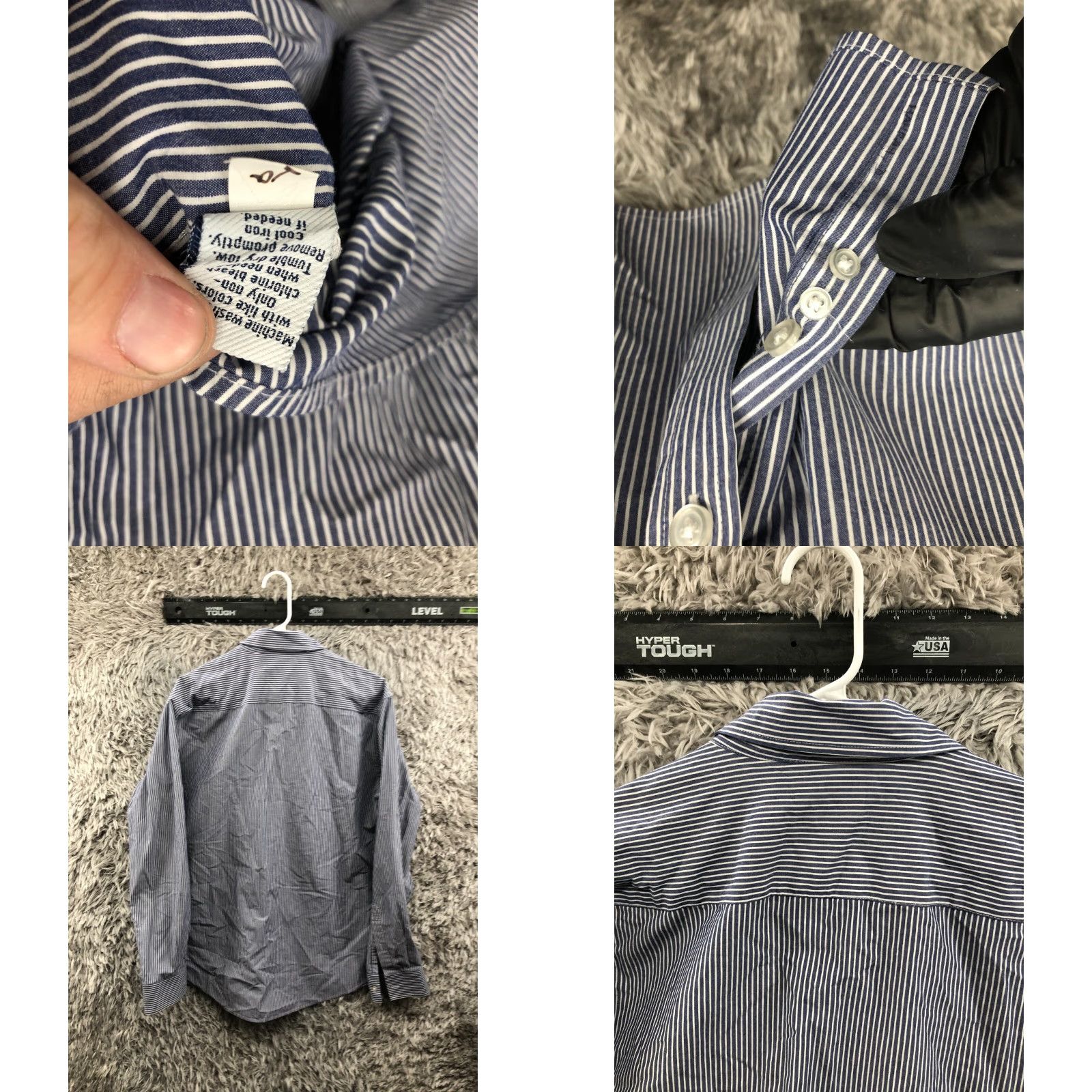 Vintage Goodfellow Shirt Mens L Long Sleeve Button-Down Blue Striped Easy Care Embroidered Logo Size US L / EU 52-54 / 3 - 8 Thumbnail