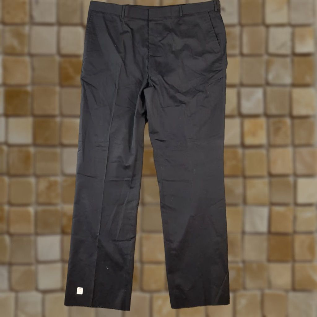 Vintage VINTAGE 80s Men's Dress Pants Size 45x36 Black Cotton Straight Leg Retro Workwear Y2K Size US 44 / EU 60 - 1 Thumbnail