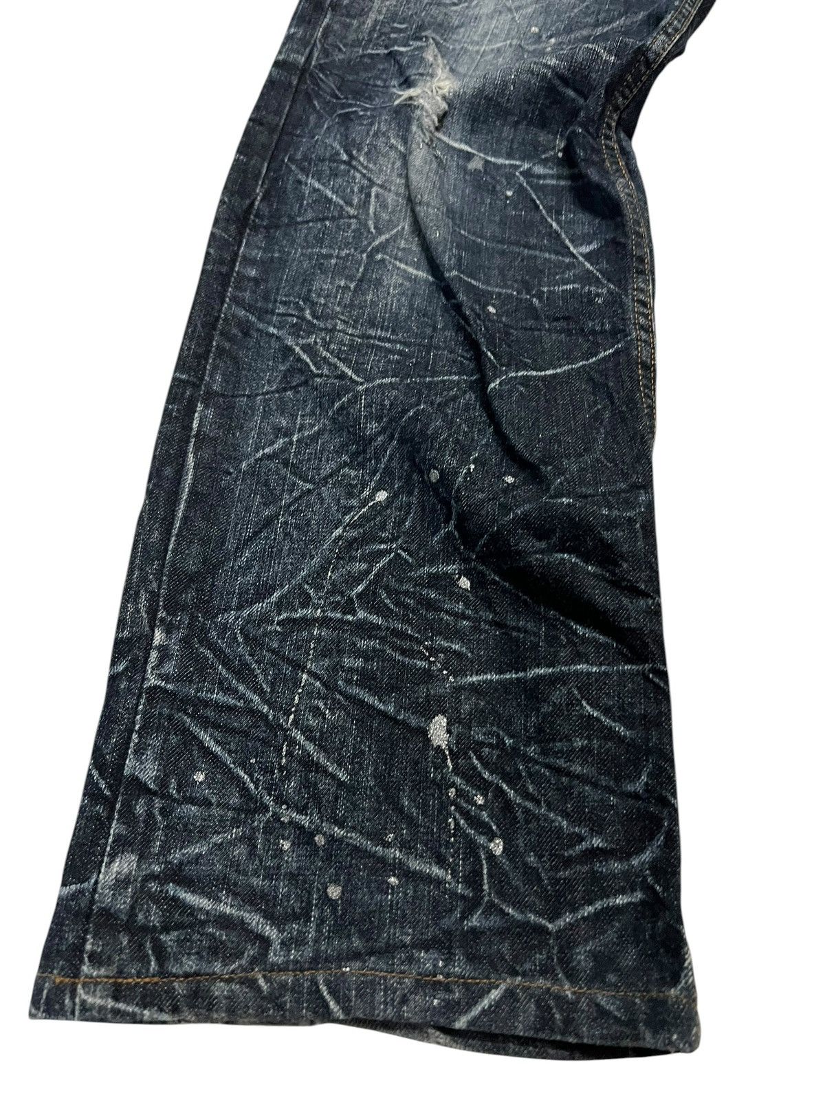 Japanese Brand 💥Double Waist💥Nylaus Clothing Distressed Clawmark Jean Size US 31 - 4 Thumbnail