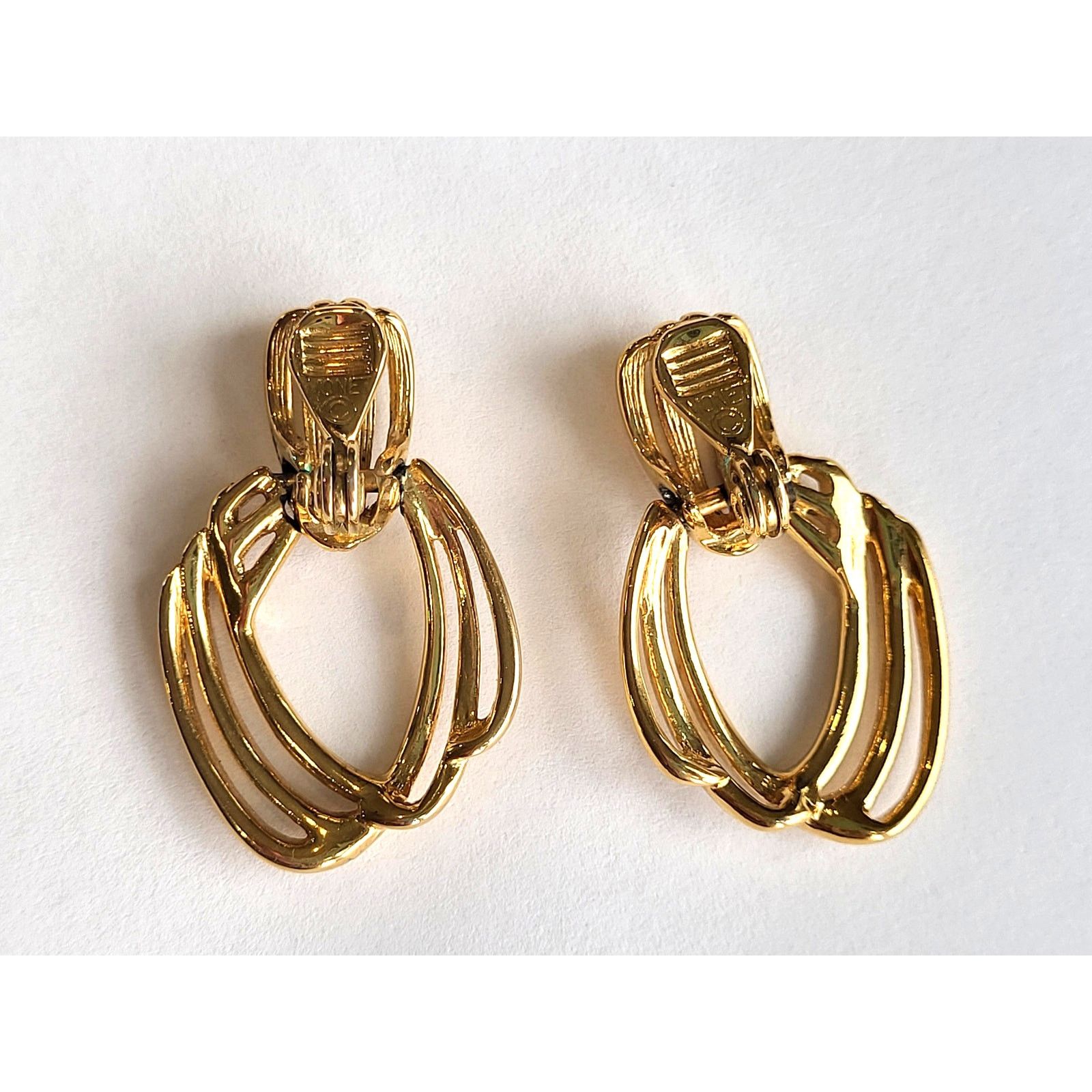 Monet Vintage 1980s Monet Earrings Door Knocker Modernist Clip-On Size ONE SIZE - 6 Thumbnail