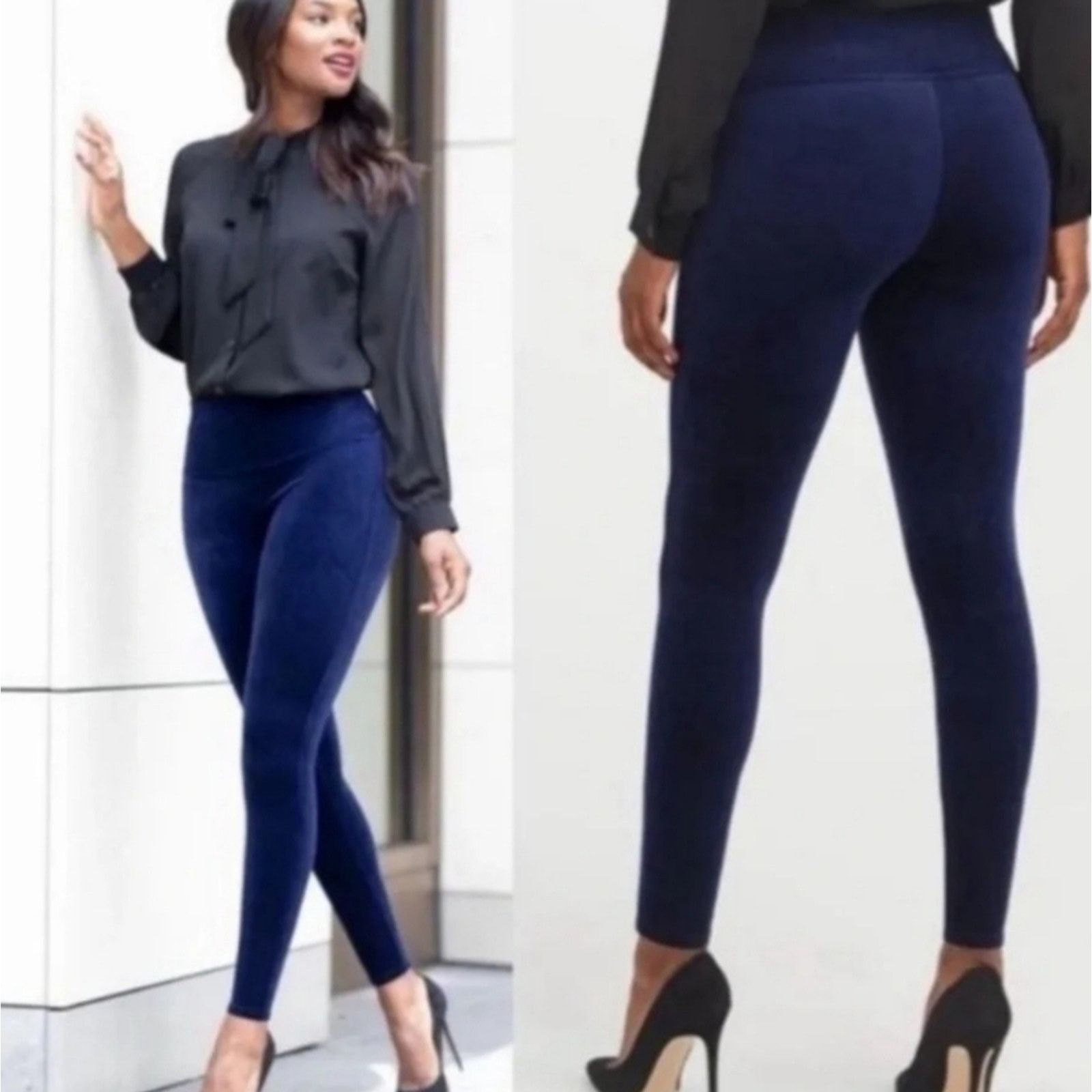 Spanx NEW Spanx High Waist Velvet Leggings Pants XS Blue Velour Size 24" / US 00 / IT 34 - 13 Thumbnail