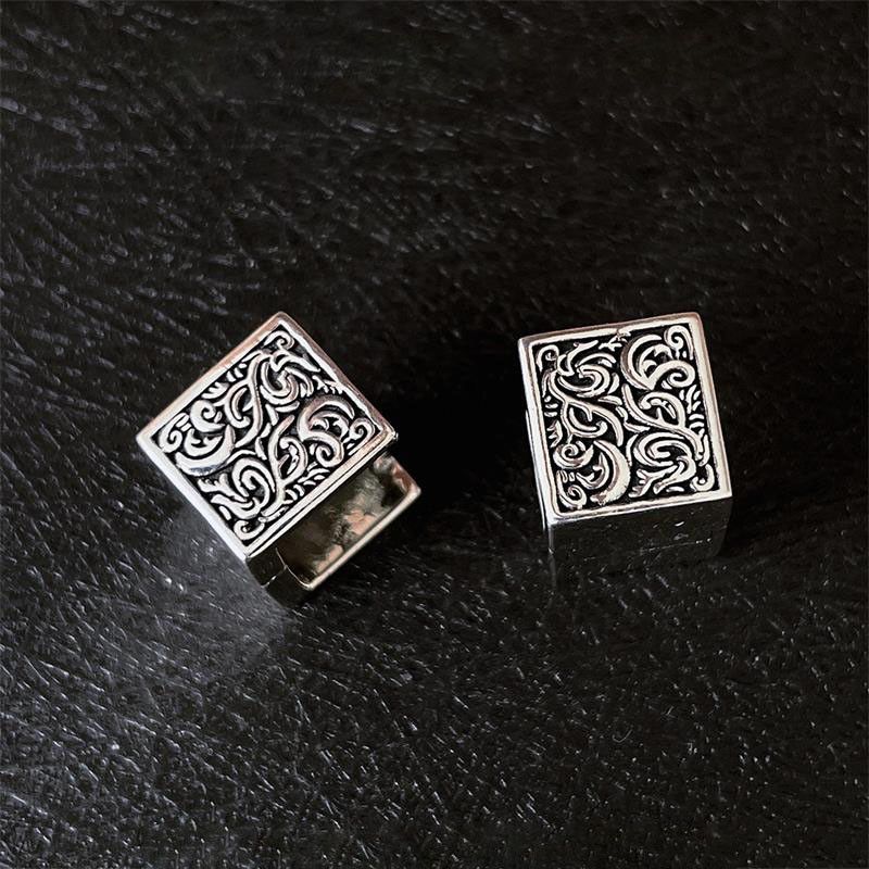Jewelry × Vintage Creative Floral Square Ear Clasp Earrings Size ONE SIZE - 1 Thumbnail