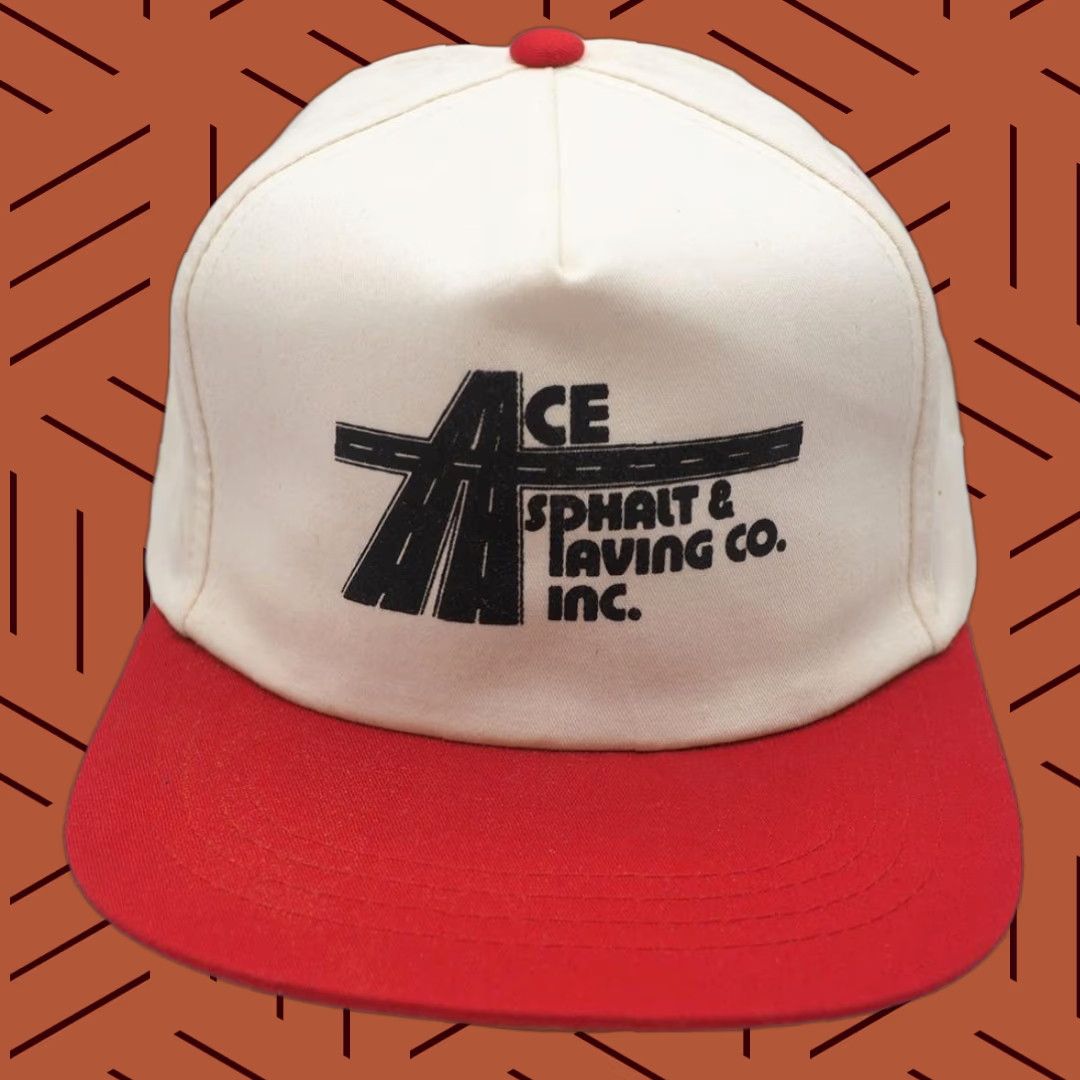 Vintage VINTAGE Snapback Trucker Farmer Hat Cap Ace Asphalt & Paving Hat Adjustable White 1980s Mens Size ONE SIZE - 1 Thumbnail