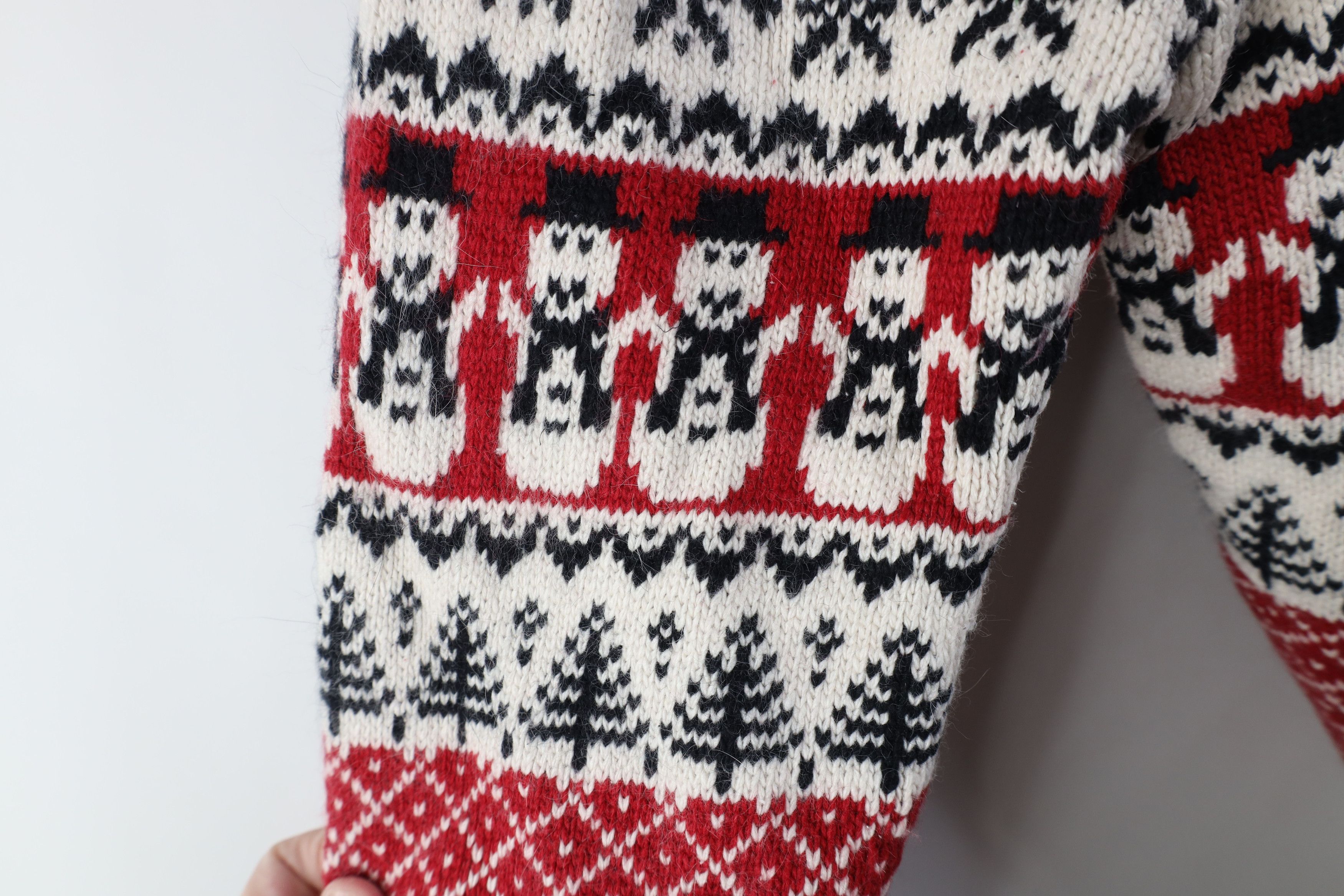 Vintage Vintage 90s Christmas Snowman Fair Isle Cardigan Sweater Size L / US 10 / IT 46 - 6 Thumbnail