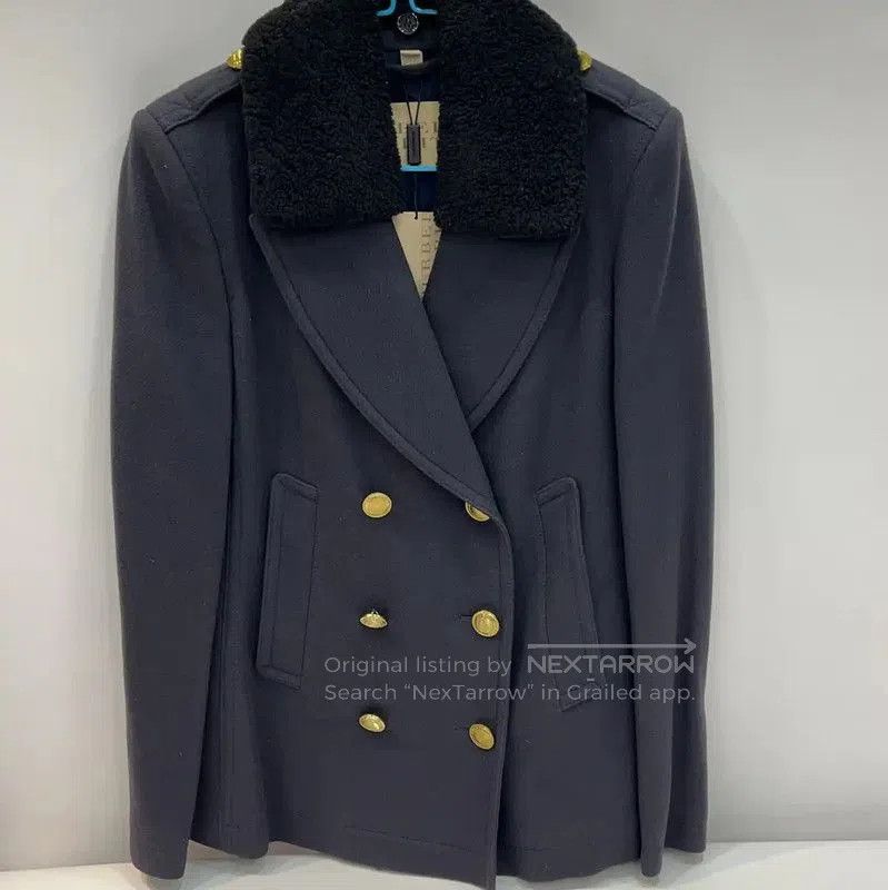 Burberry Burberry Women's Blue Wool Coat with Shearling Collar. Size M / US 6-8 / IT 42-44 - 1 Thumbnail