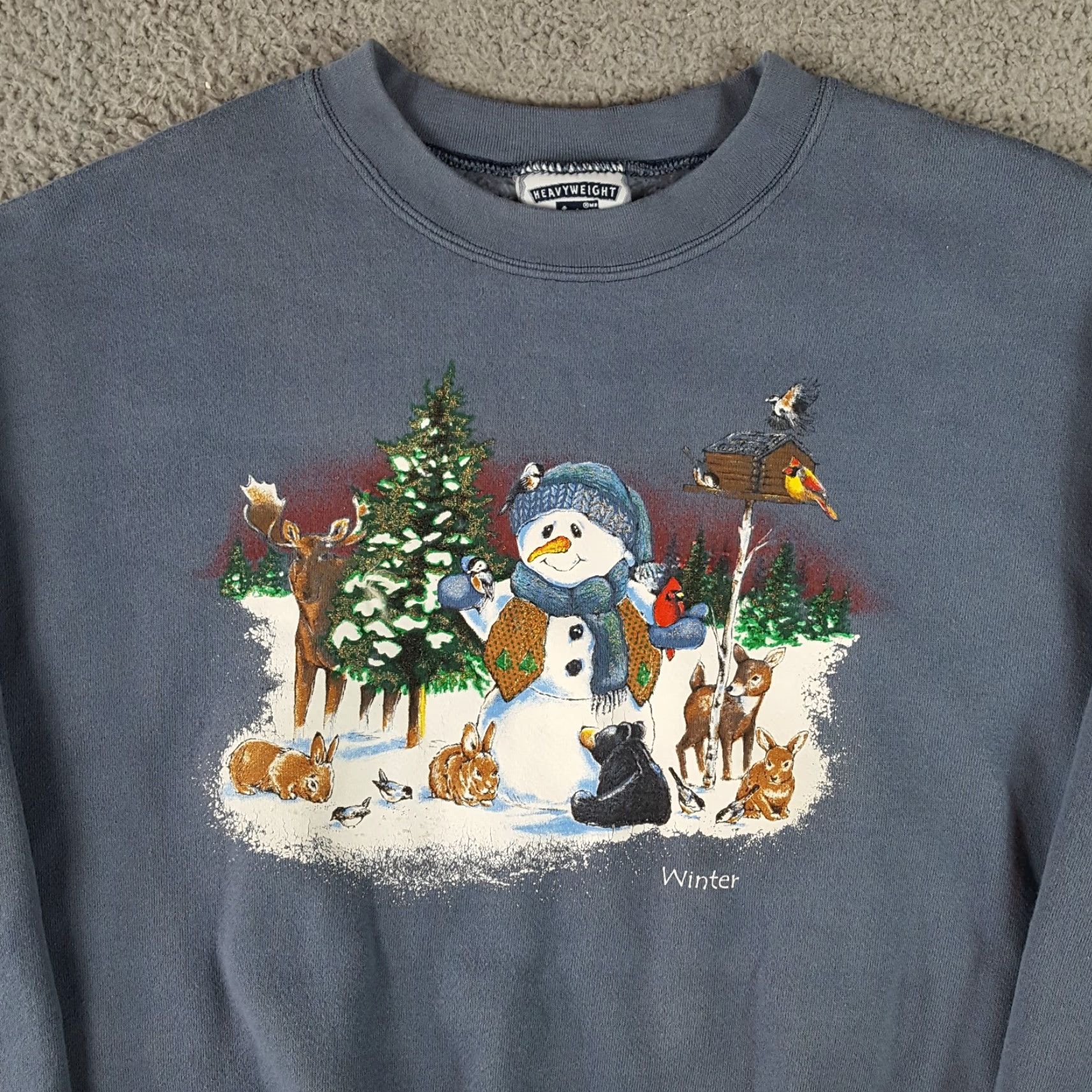 Lee VINTAGE Lee Sweatshirt Pullover Crewneck Size L Blue 90s Winter Snowman Christmas Animals Graphic Print Men Size US L / EU 52-54 / 3 - 2 Thumbnail