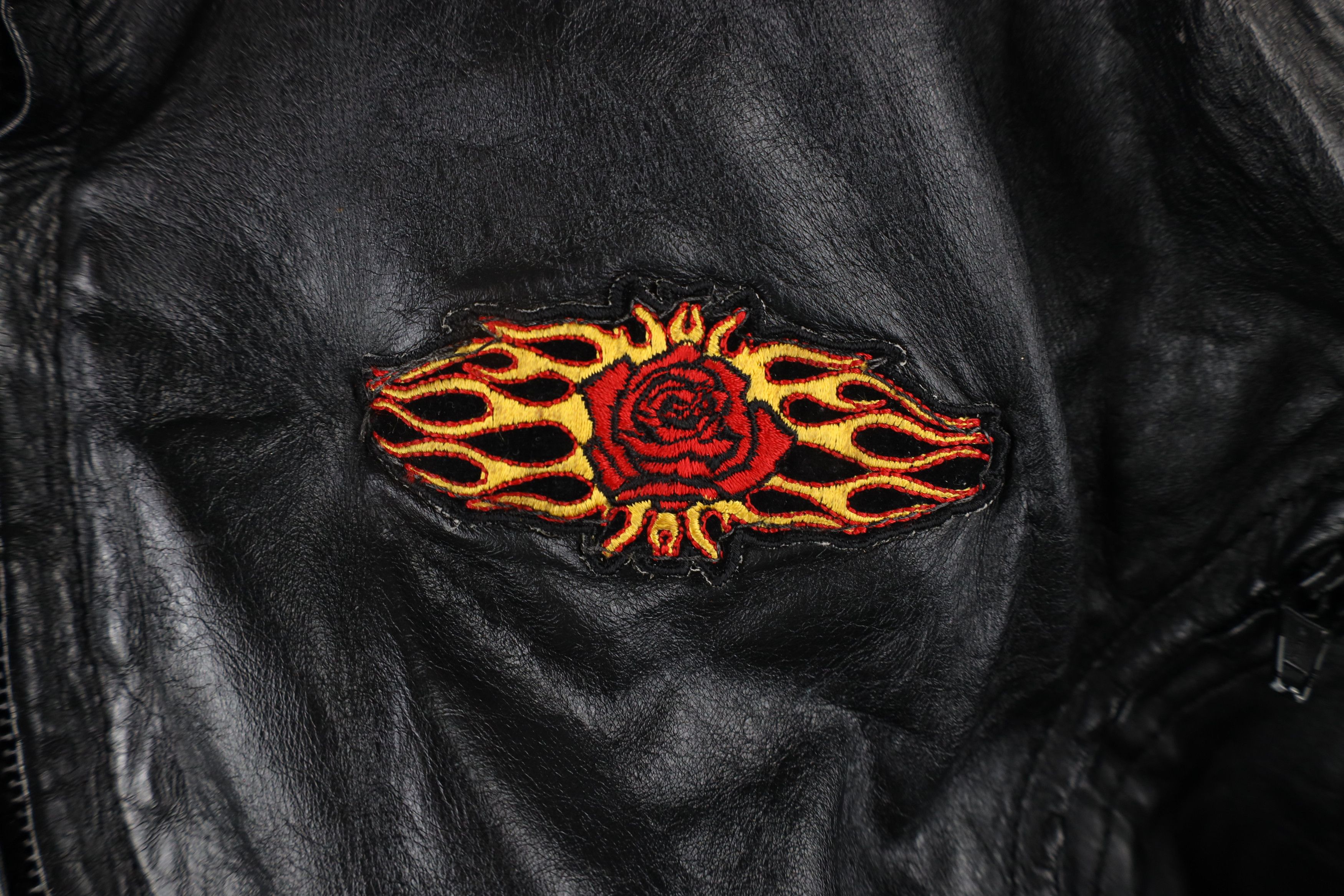 Vintage Vintage 90s Streetwear Fire Flames Leather Bomber Jacket Size XL / US 12-14 / IT 48-50 - 4 Thumbnail