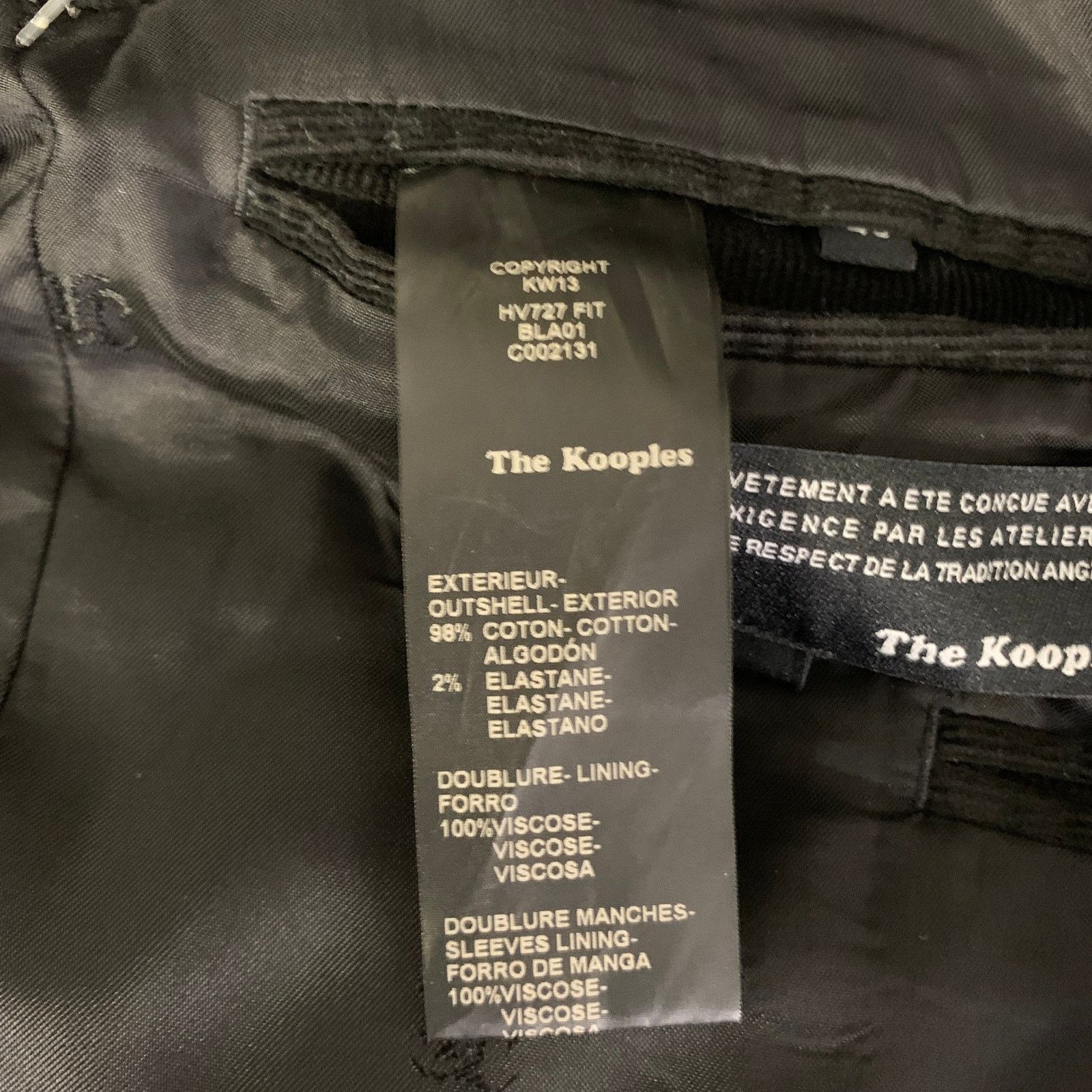 The Kooples THE KOOPLES 38 Black Corduroy Notch Lapel Sport Coat Size 38R - 6 Thumbnail