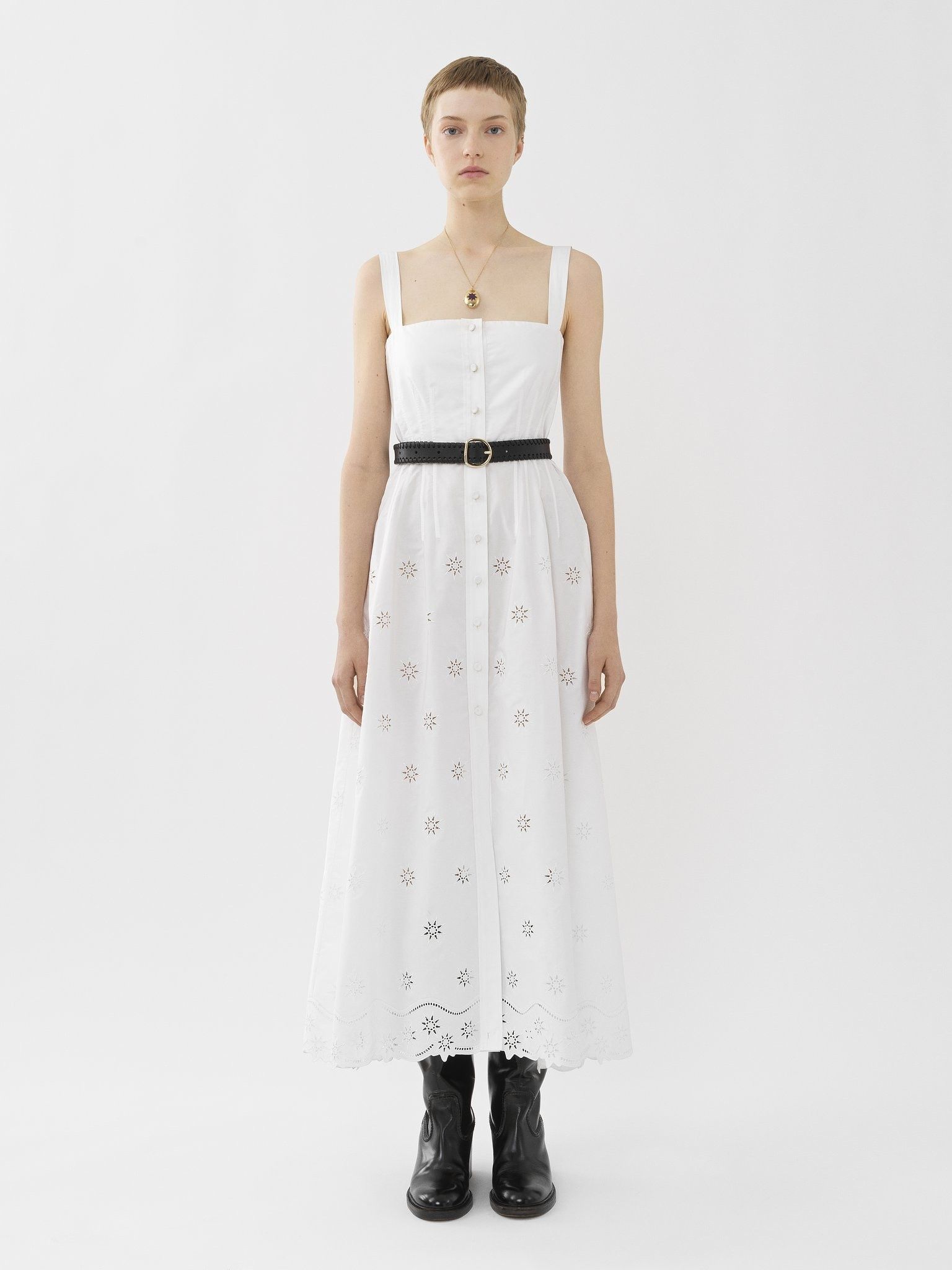 Chloe o1y0825 Midi Dress in White Size M / US 6-8 / IT 42-44 - 5 Thumbnail