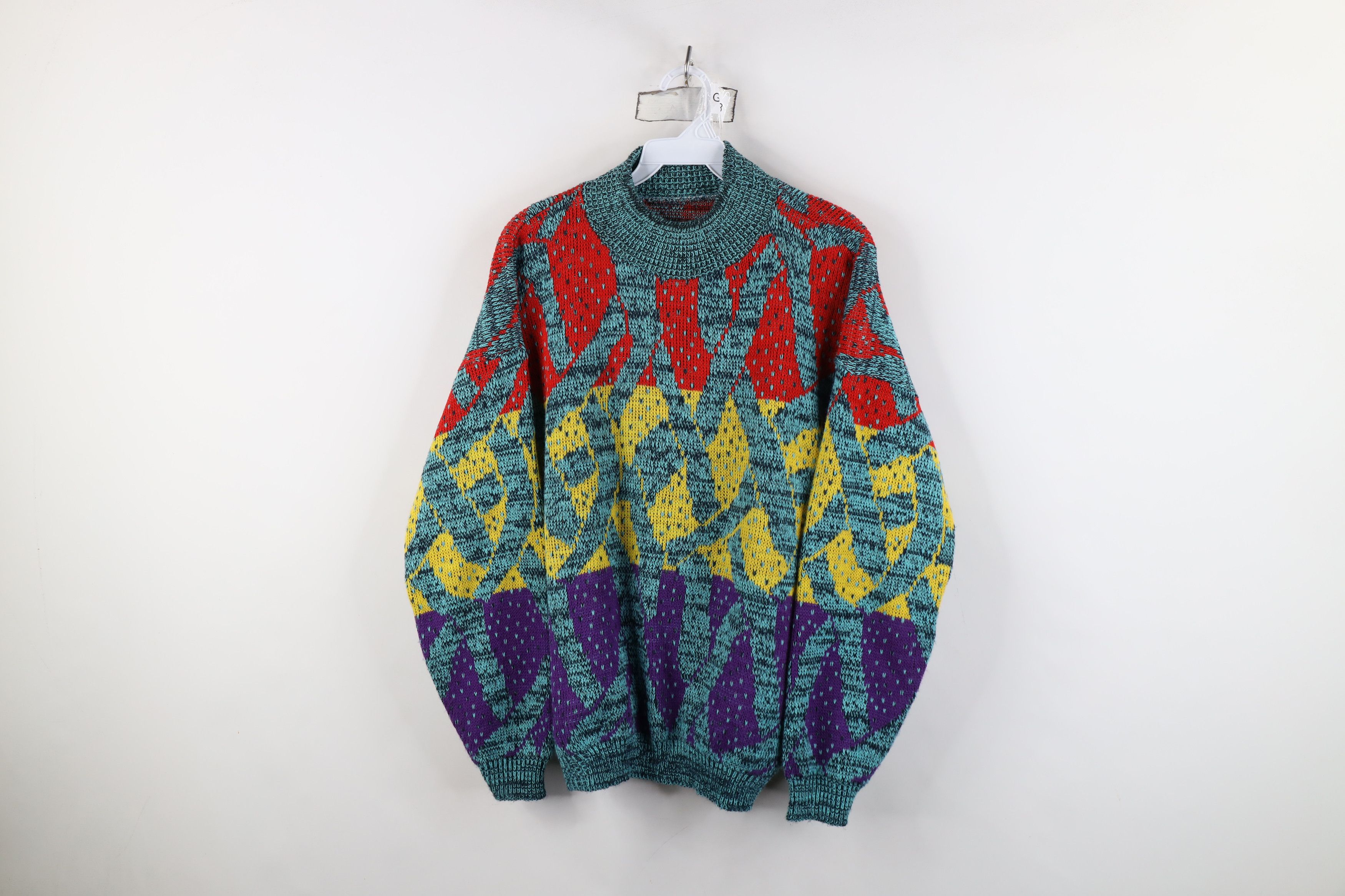 Vintage Vintage 90s Streetwear Rainbow Art Mock Neck Sweater USA Size XL / US 12-14 / IT 48-50 - 1 Thumbnail