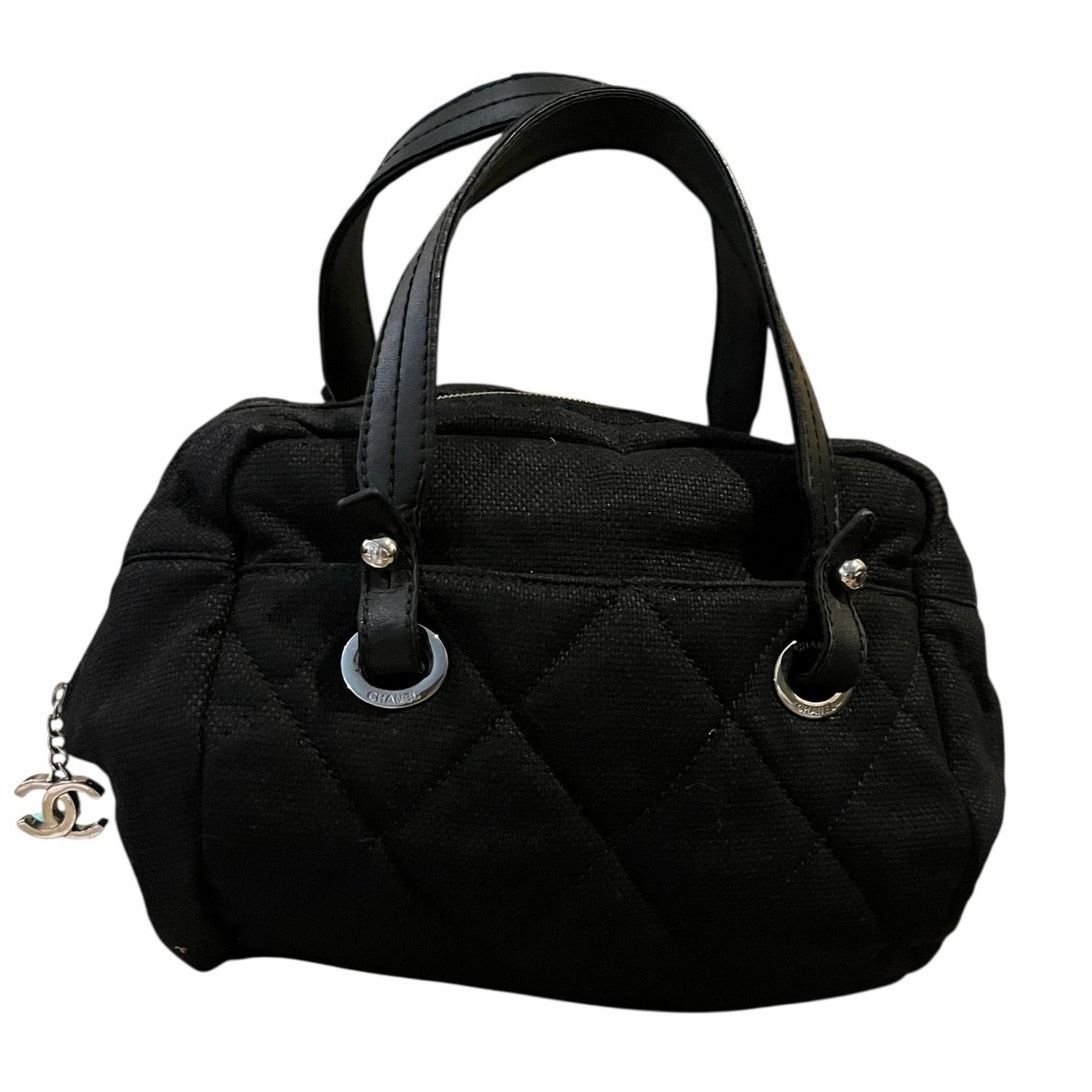 Chanel Chanel Biarritz Black Quilted Canvas Bowler Bag Size ONE SIZE - 1 Thumbnail