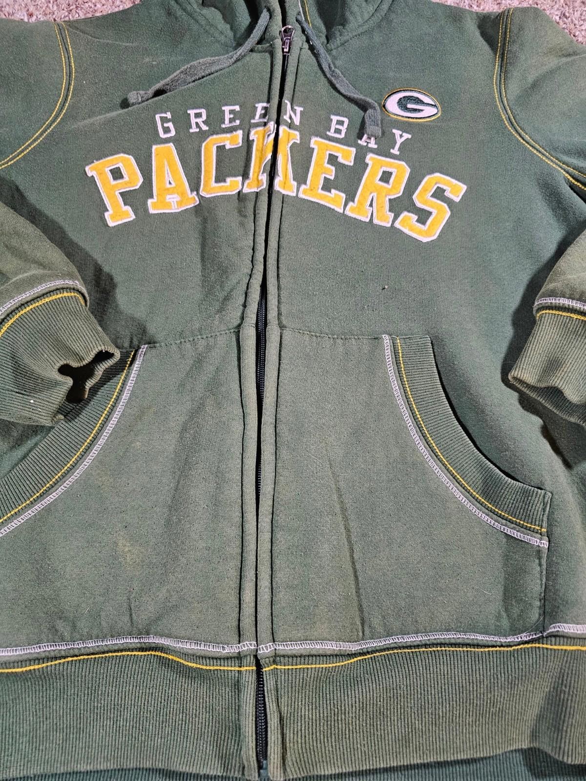 NFL Green Bay Packers women's Lg Fullzip Green Hoodie AGIll Size ONE SIZE - 2 Thumbnail