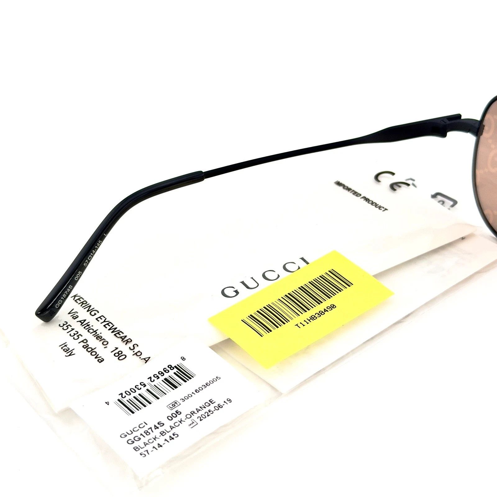 Gucci GUCCI 1874 Gg1874S Black Orange GG Logo Print Mirror 005 Size ONE SIZE - 6 Thumbnail