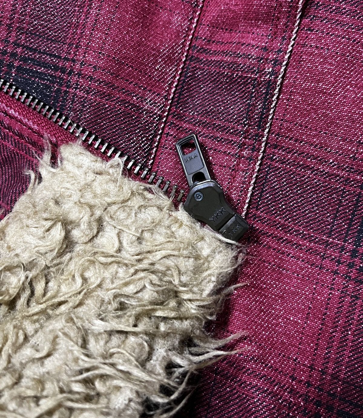 Japanese Brand MARIOND SUN FADED PLAID FAUX FUR ZIP JACKET Size US L / EU 52-54 / 3 - 6 Thumbnail