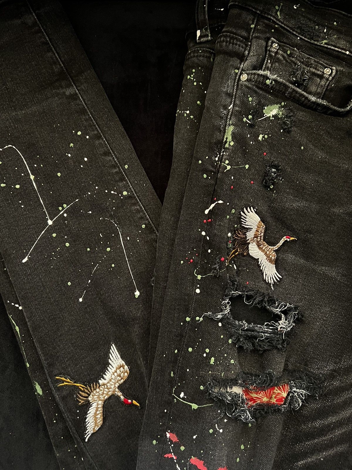 Amiri Amiri Bird Art Patch, Paint Splatter Denim Size US 34 / EU 50 - 13 Thumbnail
