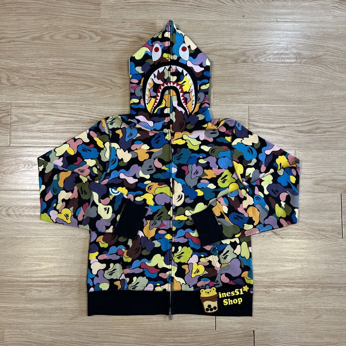Multi camo shark full zip hoodie hotsell