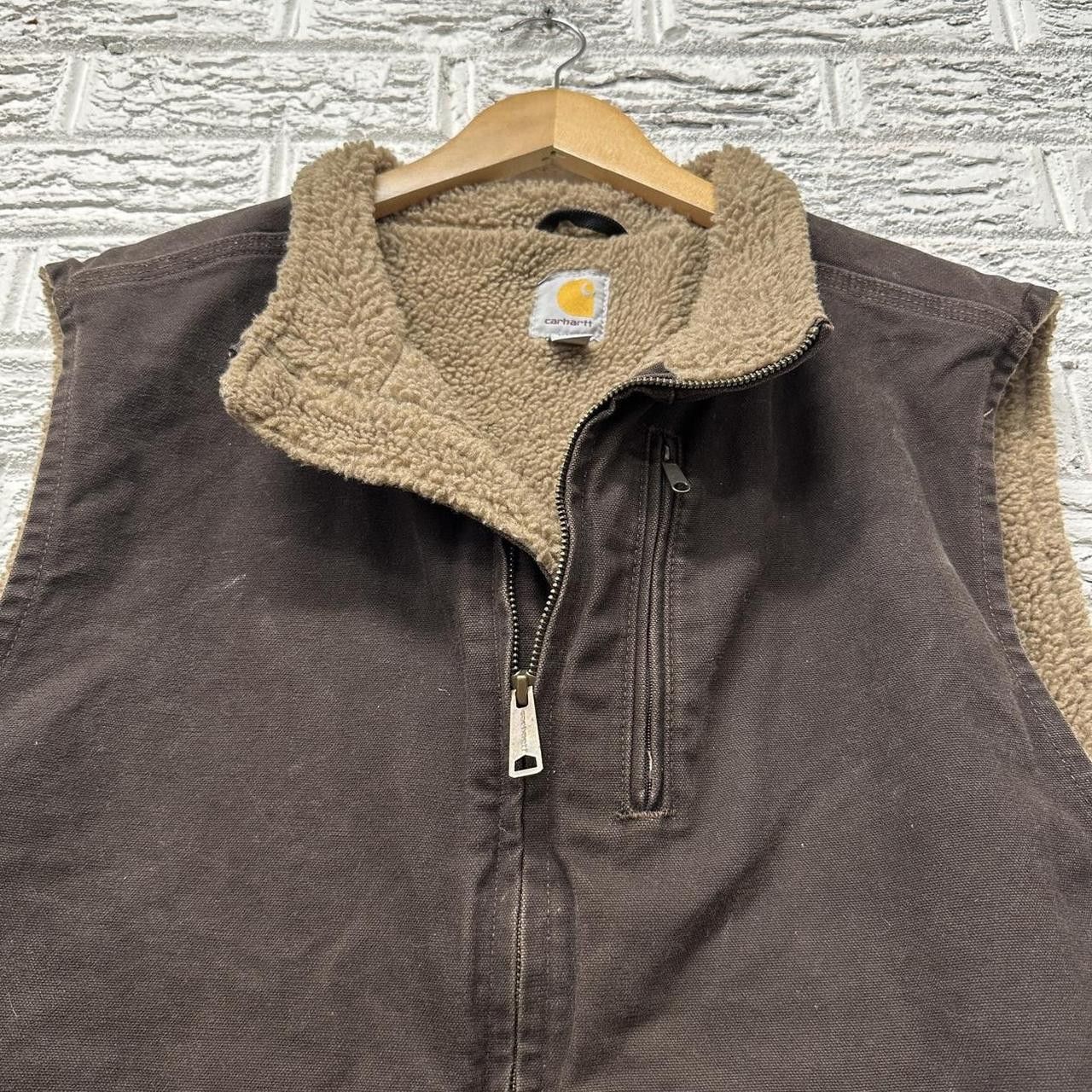 Carhartt Vintage Carhartt Sherpa Lined Brown Canvas Vest XXL Size US XXL / EU 58 / 5 - 2 Thumbnail