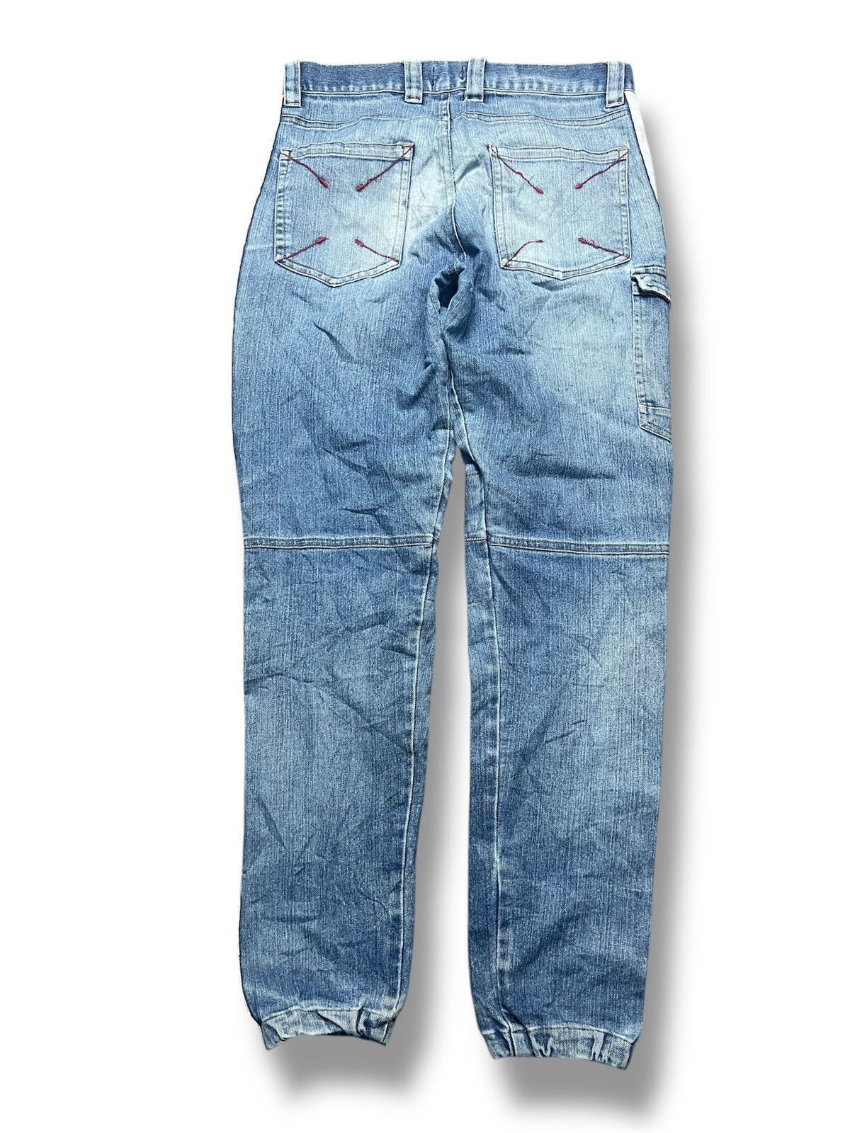 Japanese Brand Dinnovation Denim Cargo Jeans with White Racing Stripes (42) Size US 30 / EU 46 - 2 Thumbnail