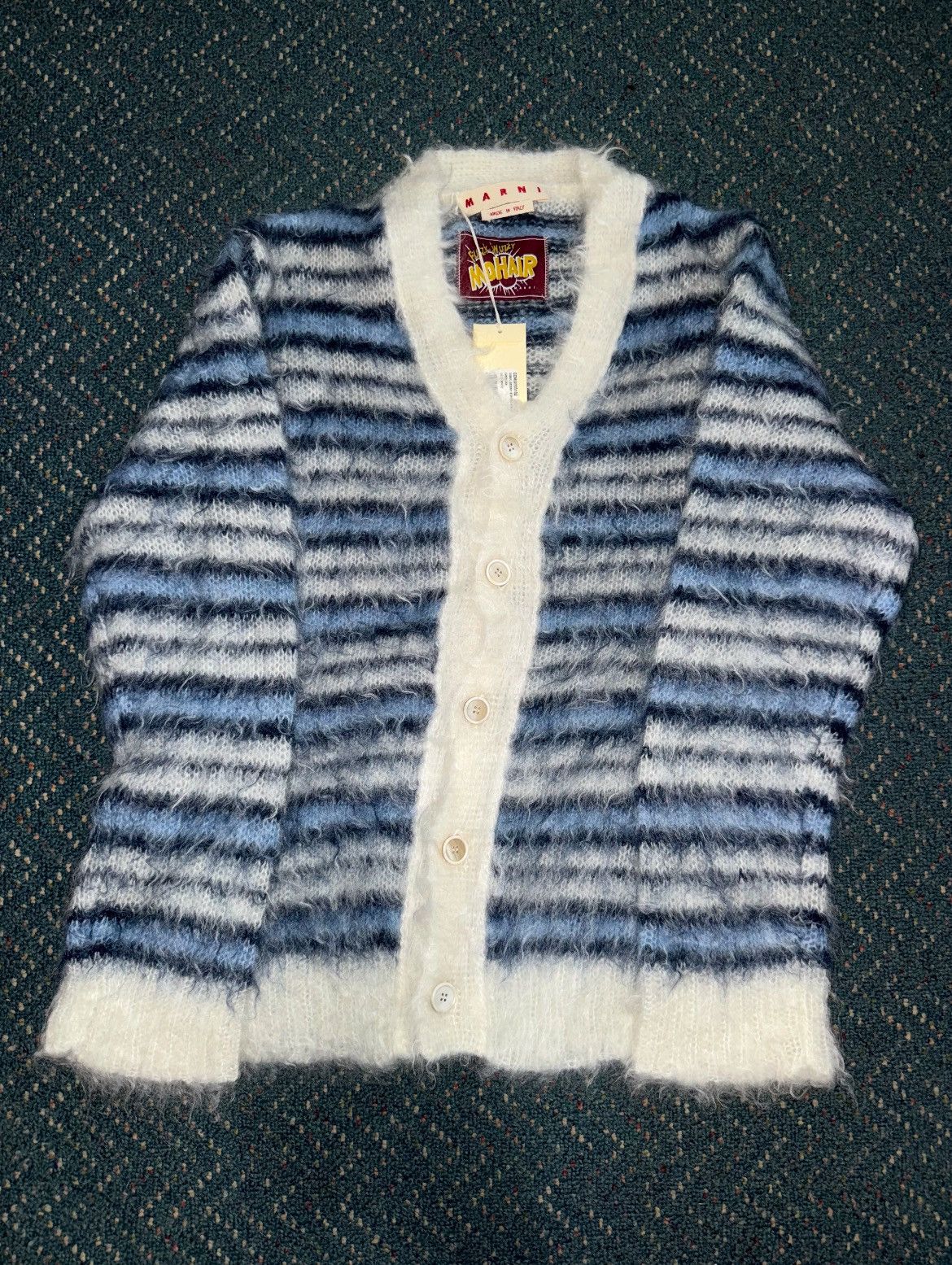 Marni Marni Mohair Textured Striped Cardigan Size US M / EU 48-50 / 2 - 3 Thumbnail