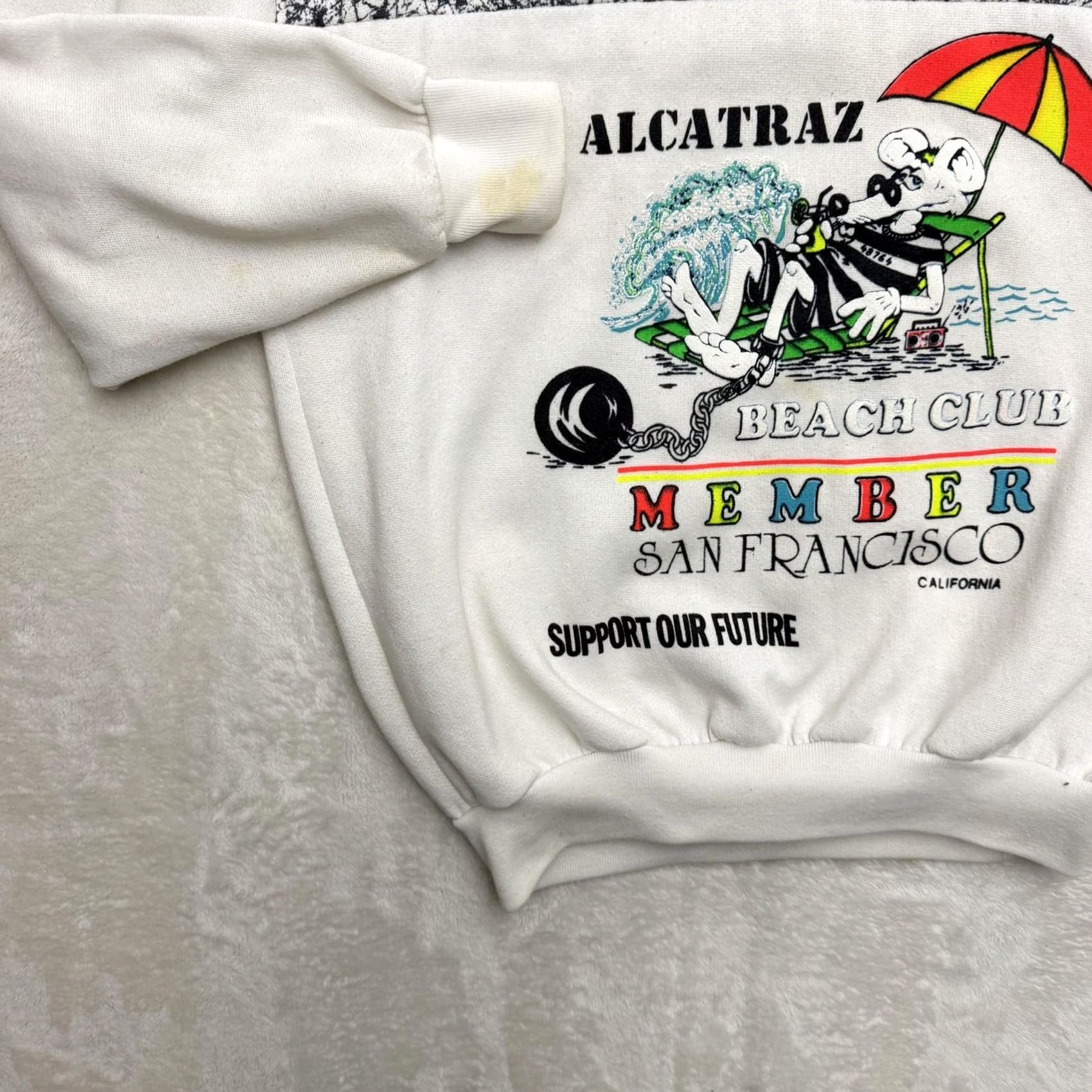 Vintage VINTAGE Jacoe Alcatraz Beach Club Sweatshirt 1/4 Zip Mens Large White Size US L / EU 52-54 / 3 - 7 Thumbnail