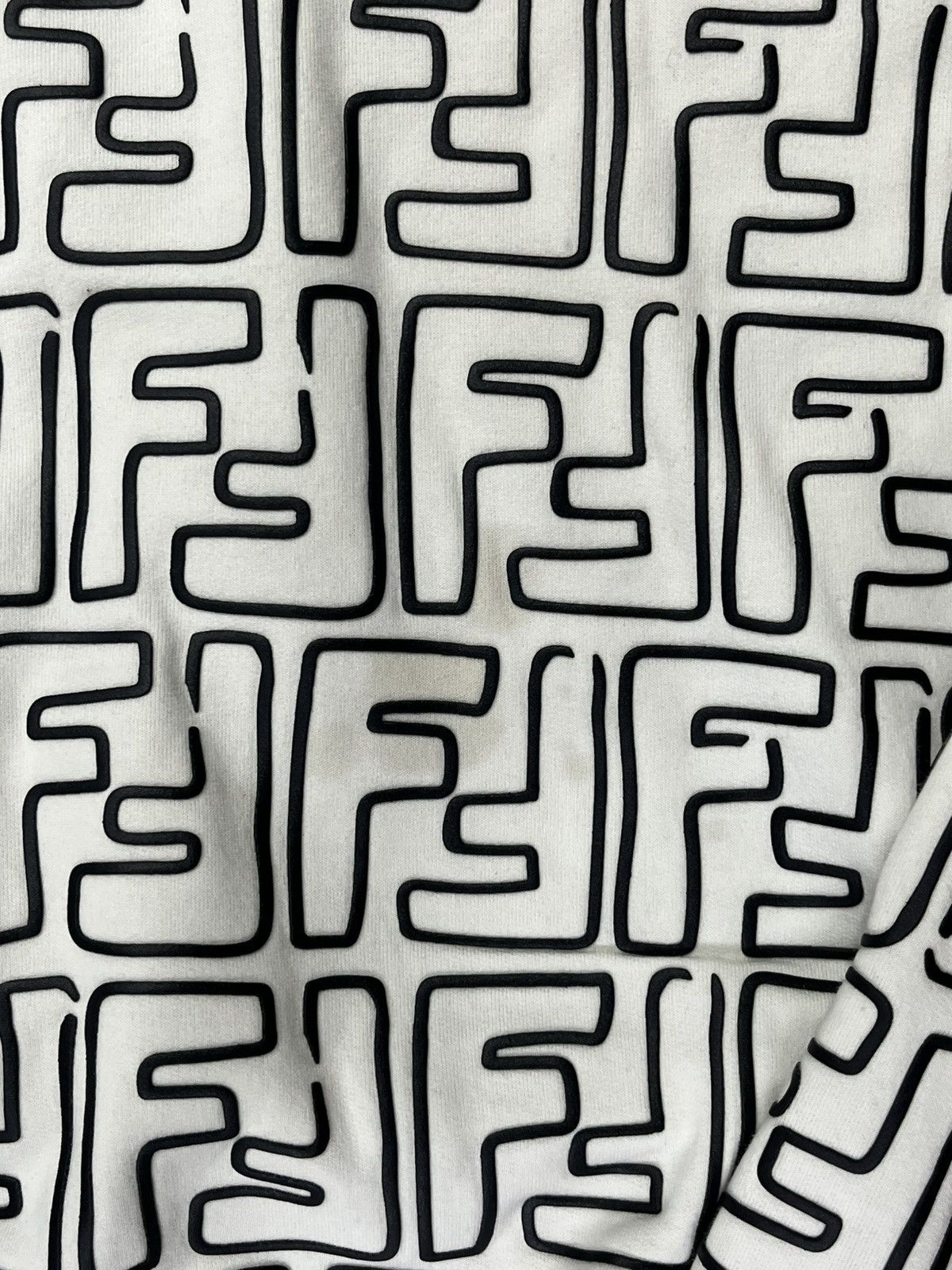 Fendi Fendi Double F Print White Black Hoodie Size US L / EU 52-54 / 3 - 3 Thumbnail